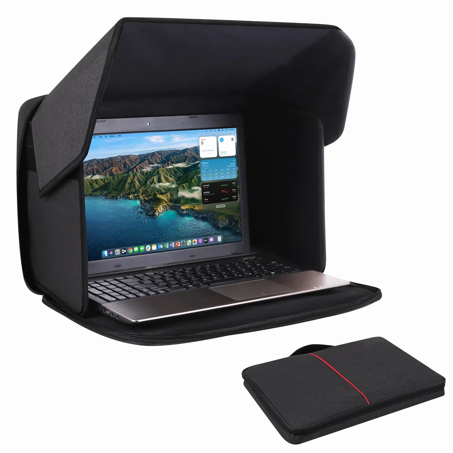 Parasole per computer portatile, protezione solare abbagliante per la privacy, borsa parasole per computer per lavorare all'aperto, pieghevole, copertura esterna per computer da 15 a 16 pollici