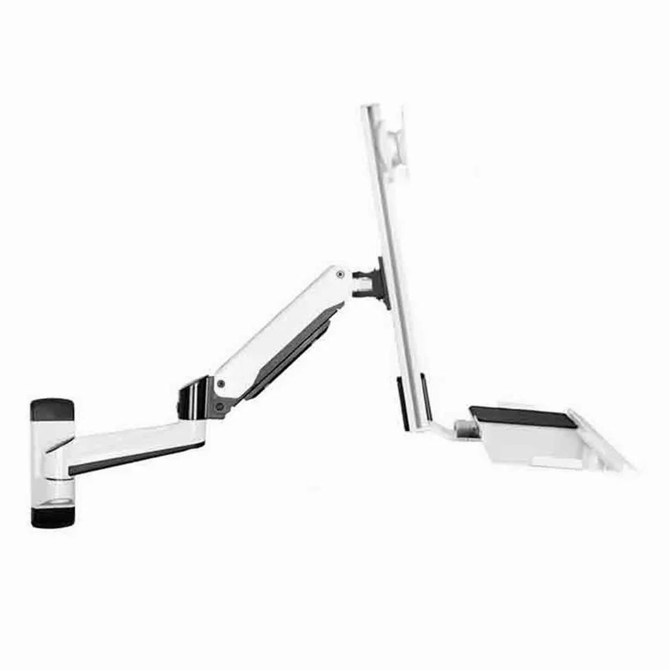 Supporto da Parete per Monitor da Ufficio con Braccio A Doppia Sezione E Vassoio Integrato, Adatto A Schermi da 15 A 27 Pollici. Accessori da Scrivania.