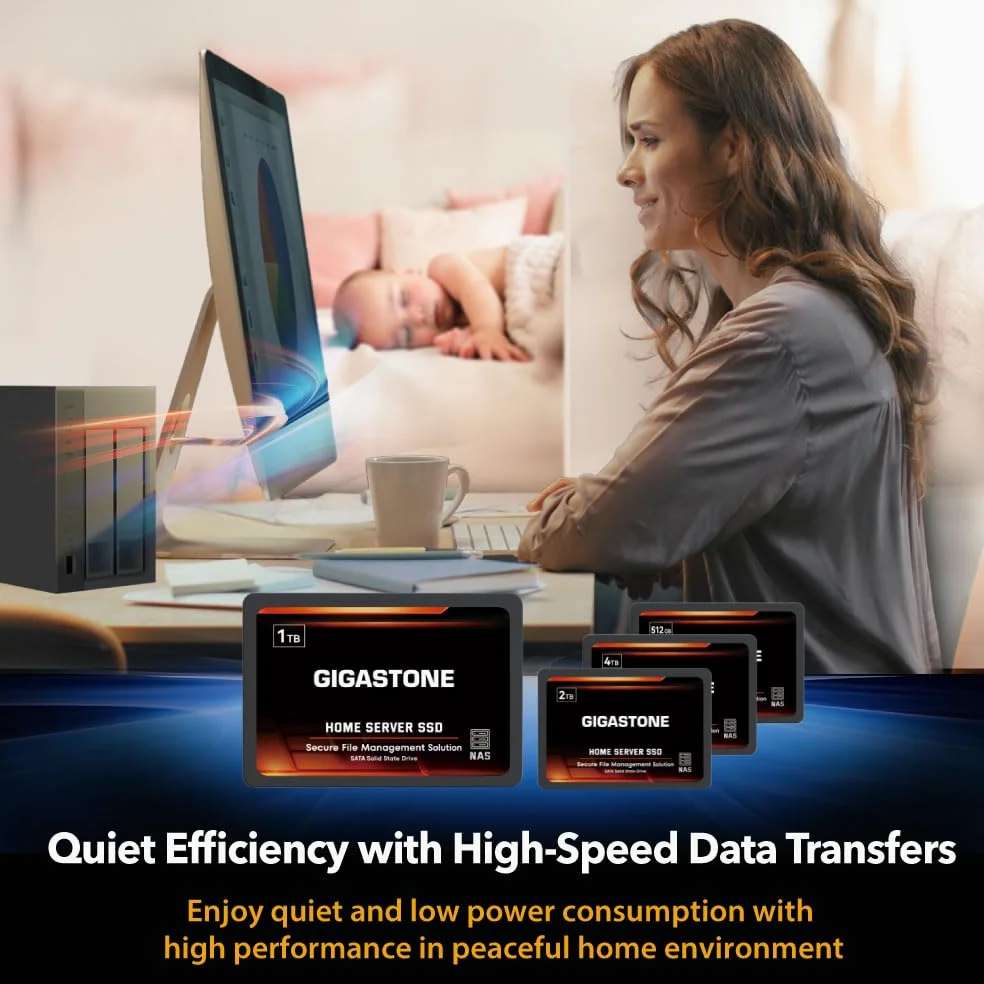 Gigastone Home Server SSD 4TB NAS SSD Drive Cache 24/7 Durevole Ad Alta Resistenza Sincronizzazione dati Cloud Personale Network Attached Storage RAID 3D NAND 2.5 "SATA Interni Hard Disk a stato