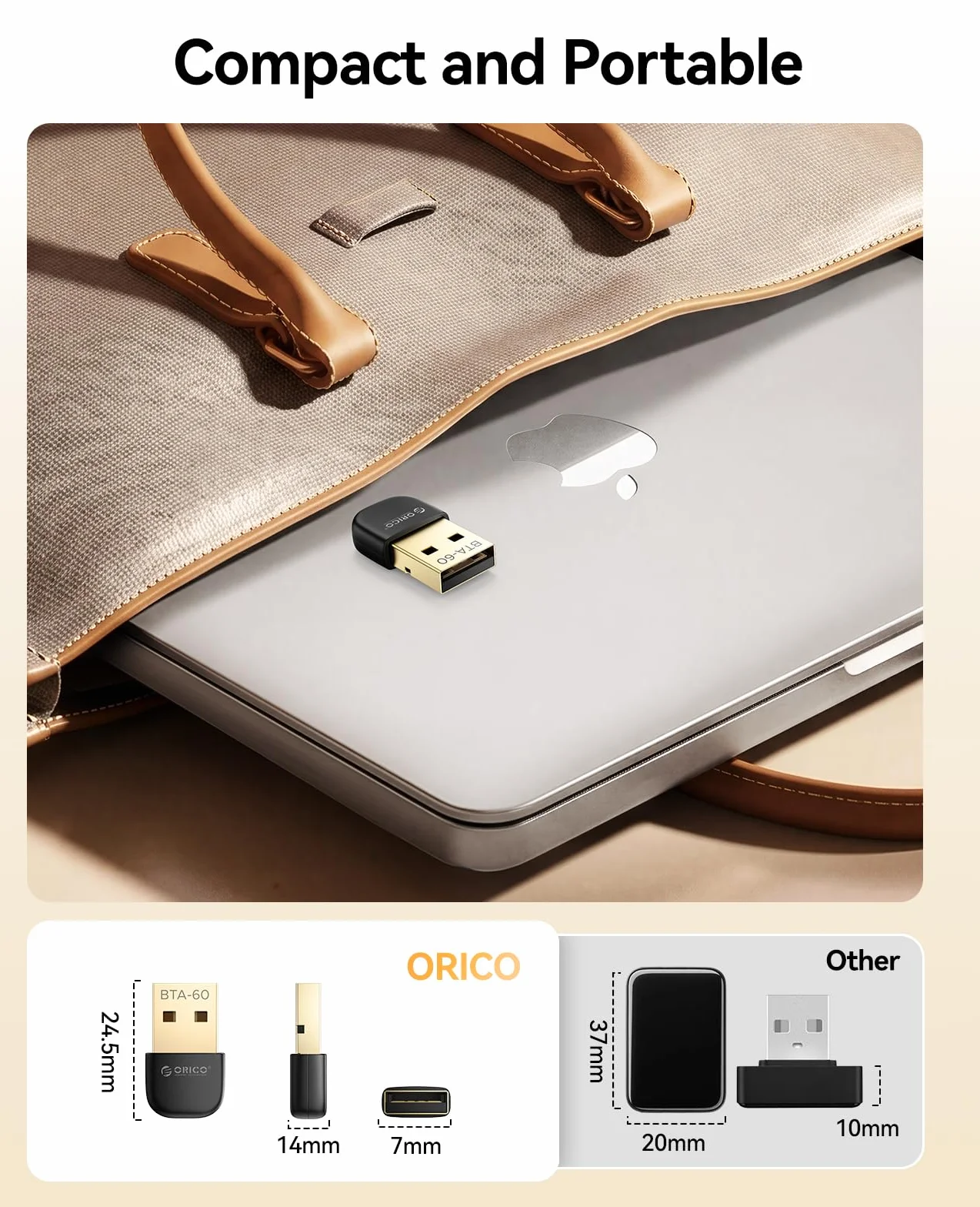 ORICO USB Bluetooth Adattatore – Portata 30m, velocità 3Mbps, dongle Bluetooth 6.0 EDR & BLE, compatibile Windows 8.1/10/11, per cuffie, tastiere, mouse, altoparlanti, stampanti (BTA-60)