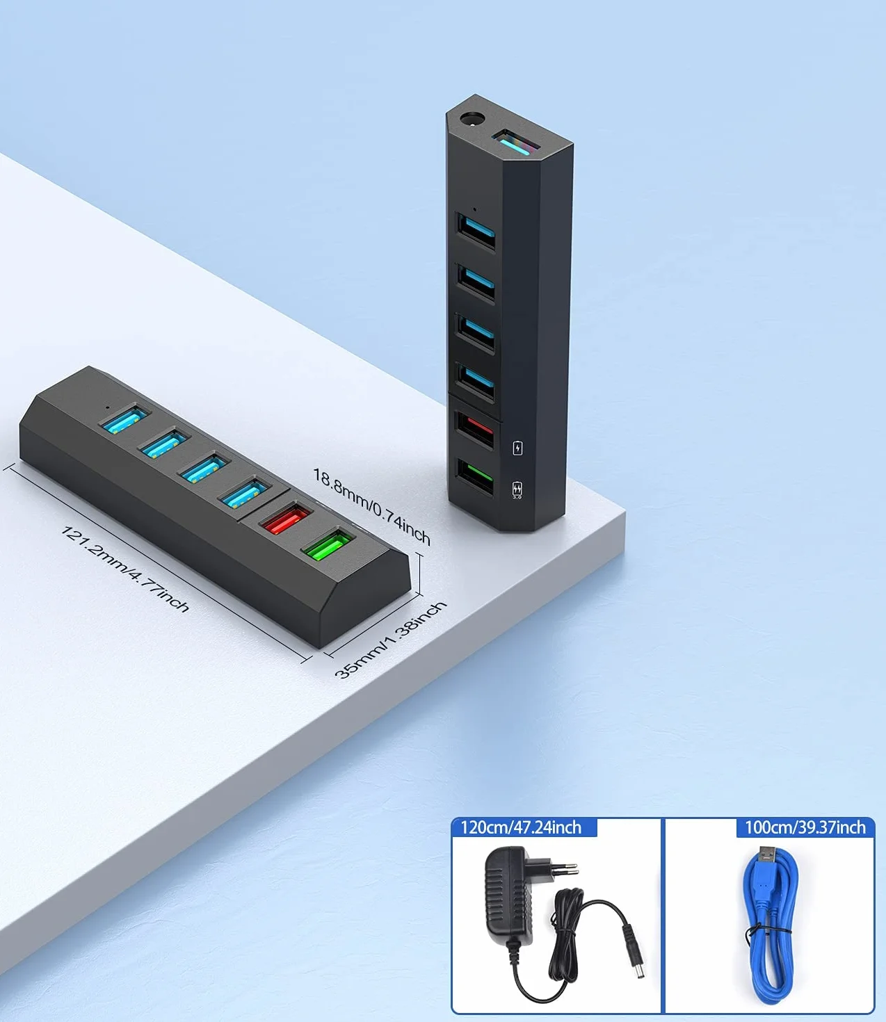 Hub USB 3.0, Vansuny Hub USB 3.0 Alimentato, 6 in 1 Porta USB Multipla per PC, Ultra Trasferimento Ultra Veloce 5Gb/s