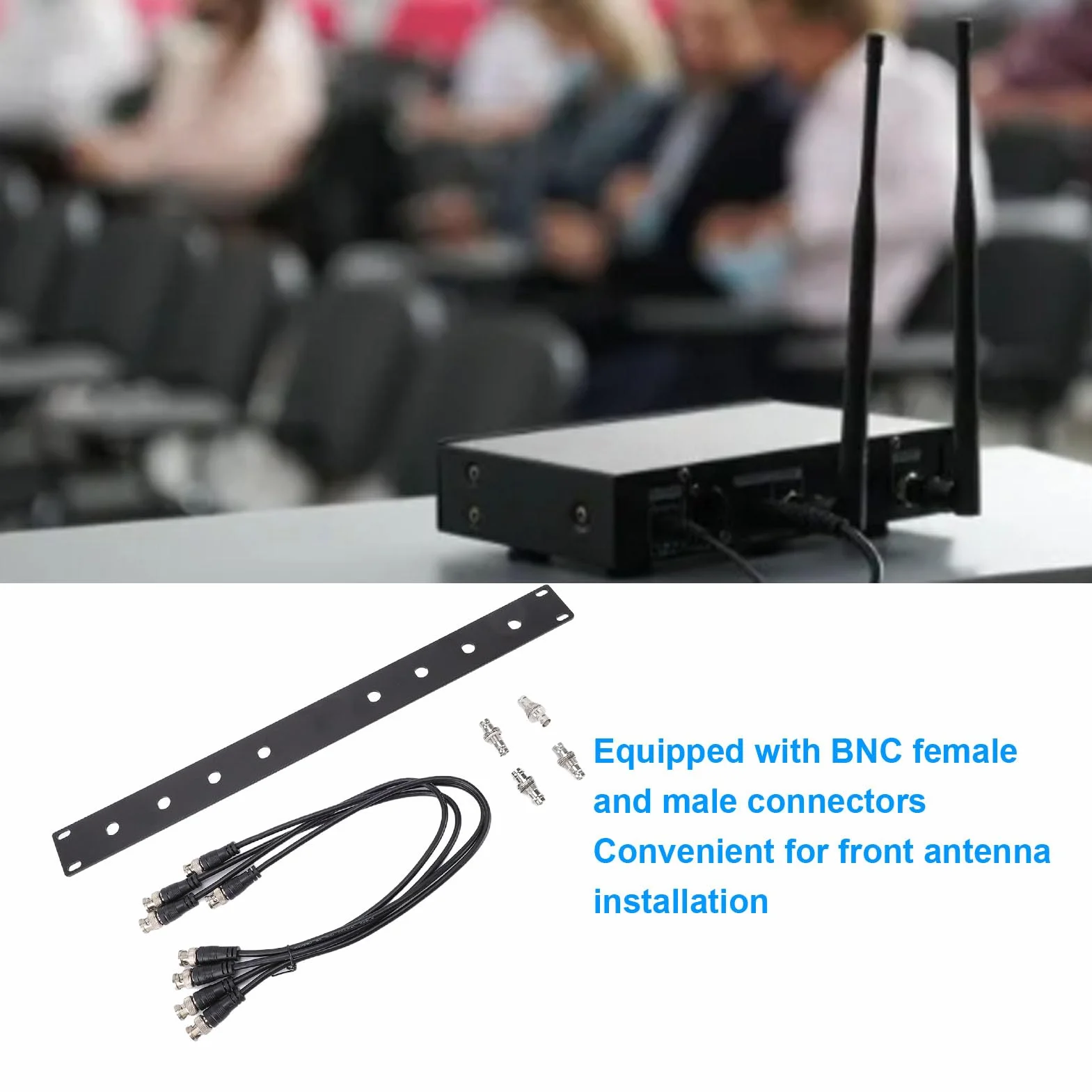 Topiky Kit Rack Antenna per Montaggio Anteriore, Pannello 1U con Connettori BNC Femmina Maschio per Sistemi Wireless SLX SLX2 LX4 PGX2