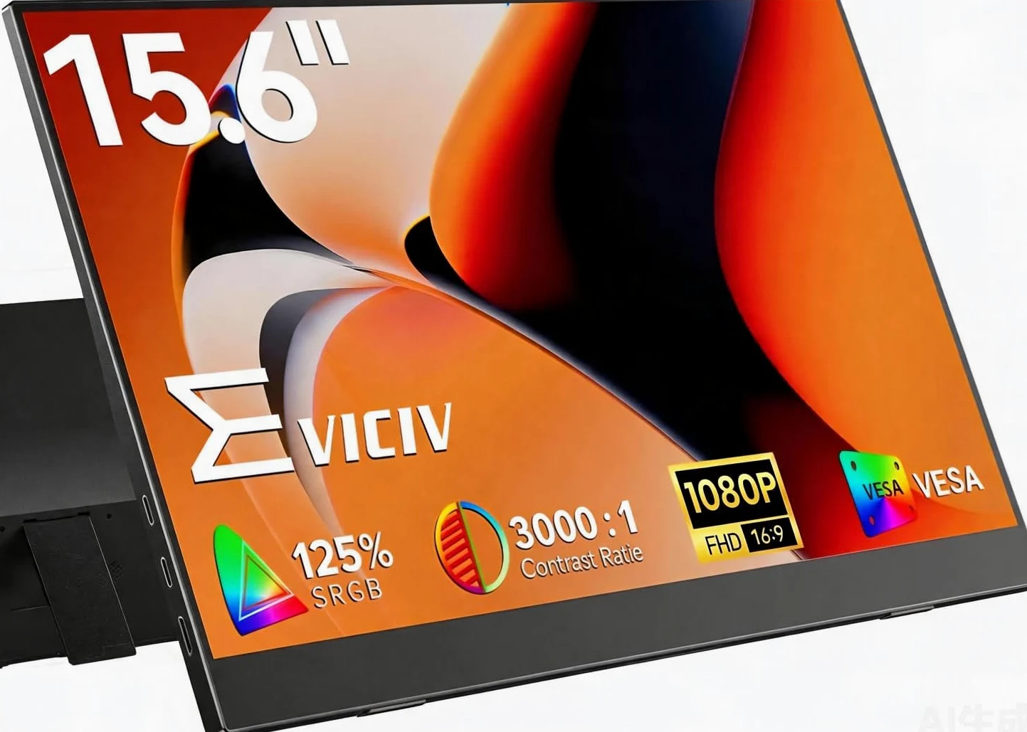 EVICIV Monitor Portatile 15,6 Pollici 125% sRGB 3000:1 Schermo Dispaly IPS 1080P FHD Dual USB C, Eye Care, Schermo Opaco, per PC/Laptop/Fonini/Console di Gioco, Montaggio VESA
