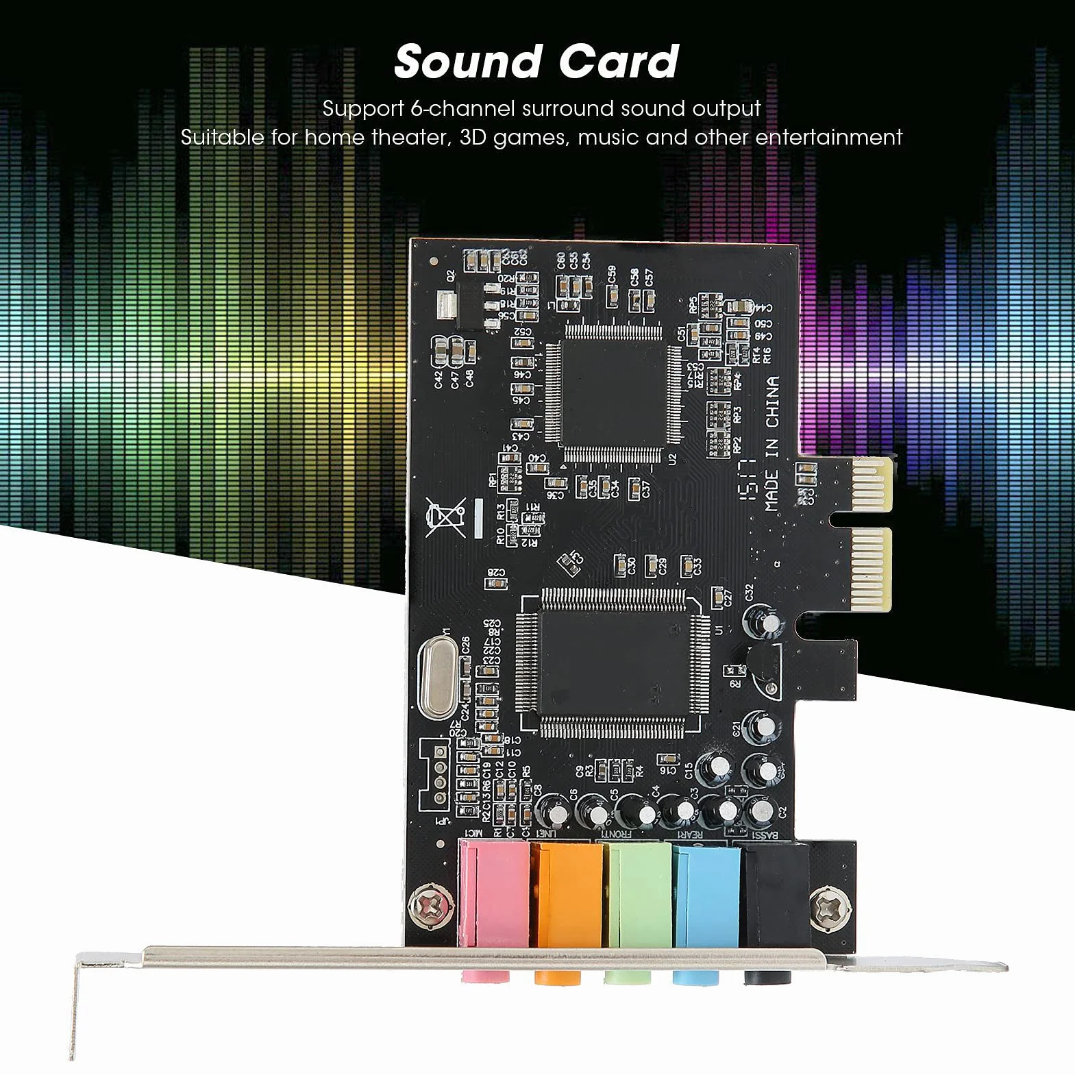 Scheda Audio Stereo PCI E 5.1, Scheda Audio da Gioco a 6 Canali, Scheda Audio Interna per 7/Vista/XP 32/64 Bit, Compatibile con Effetti Audio DirectSound 3D Ed EAX