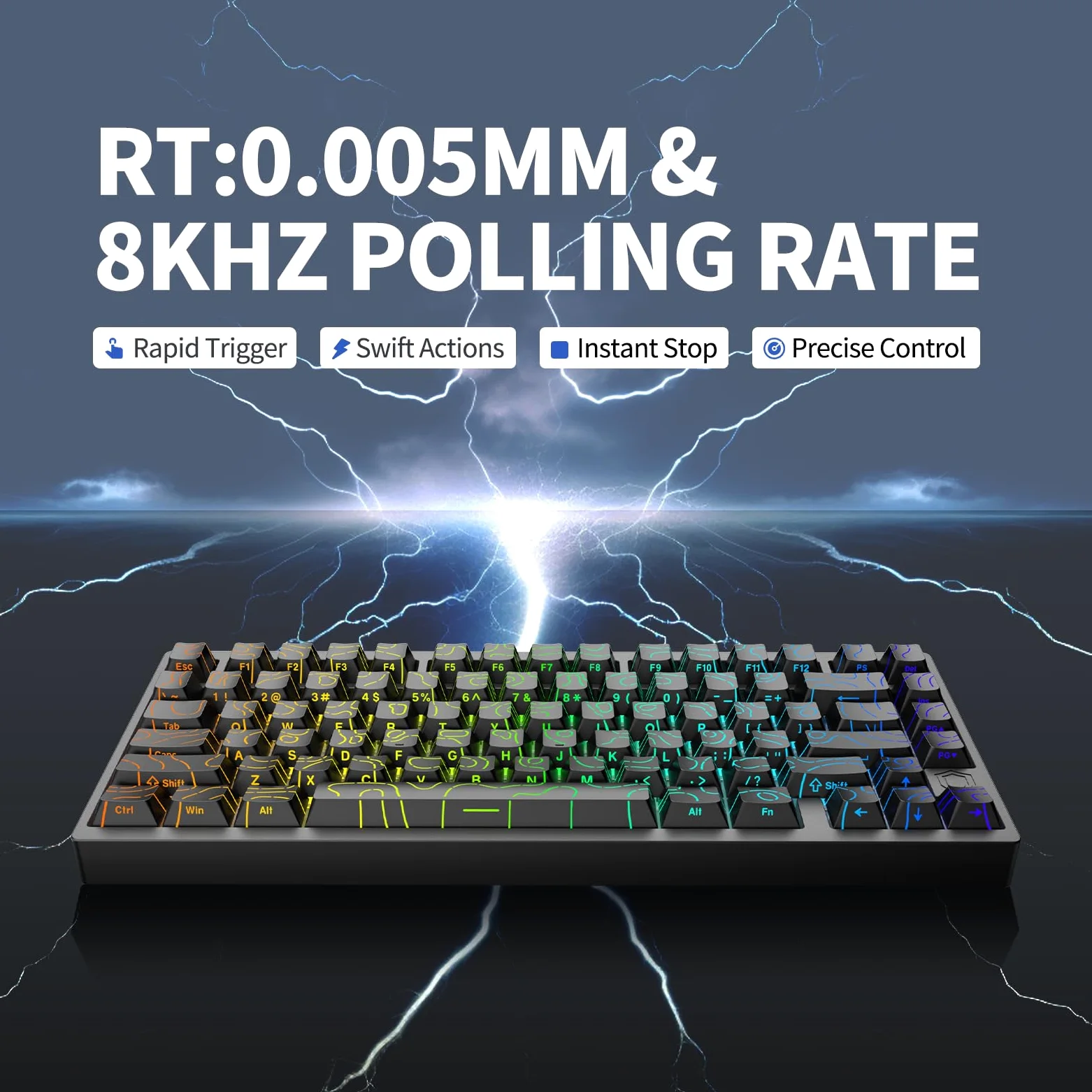 IROK MG75PRO - Tastiera meccanica con 81 tasti con interruttore magnetico, effetto Hall, 8KHZ/ARGB/CNC in alluminio, struttura con guarnizione, tastiera da gioco (nero)