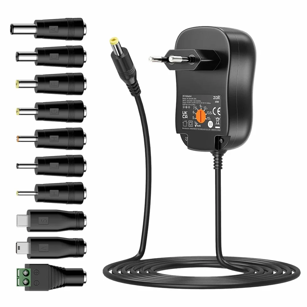 Zolt 45 W Adattatore CA a DC Multi-Tensione 5V-15V 3A con Porta USB 5V 2A 3000 mA