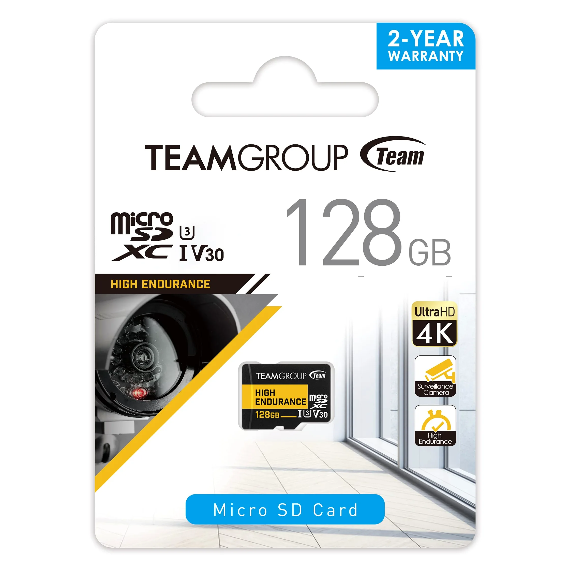 TEAMGROUP High Endurance 128 GB 2 Pack Micro SDXC UHS-I U3 V30 100MB/s Progettato per il monitoraggio stabile durevole lunga durata scheda di memoria flash telecamera di sicurezza 4K e registrazione