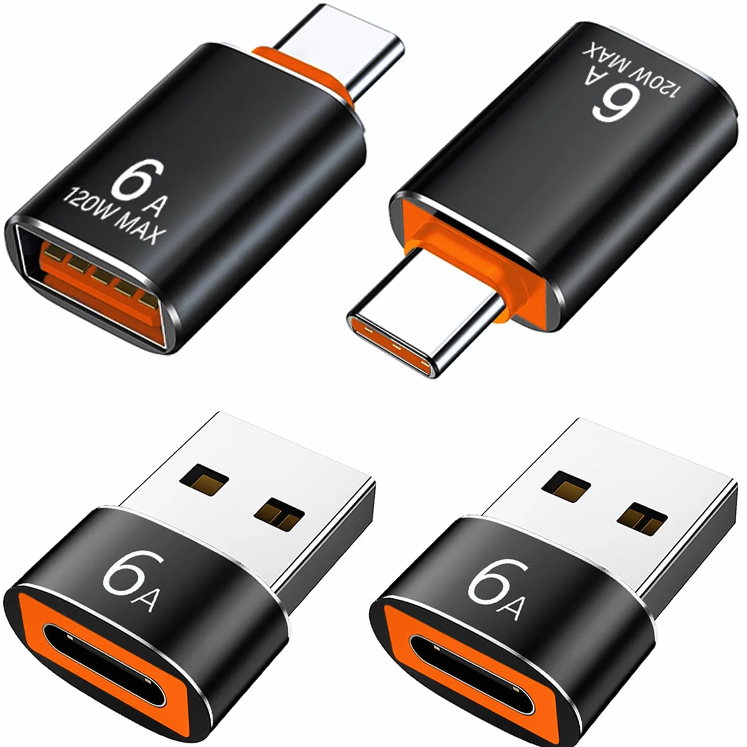 Adattatore USB a USB C 4 Pezzi, Adattatore USB Tipo C a USB3.0, Compatibile con MacBook, iPhone 17/16/15, iPad, Samsung Galaxy S25 S24 S23 A56 A16 A36, Telefoni, Tablet, PC