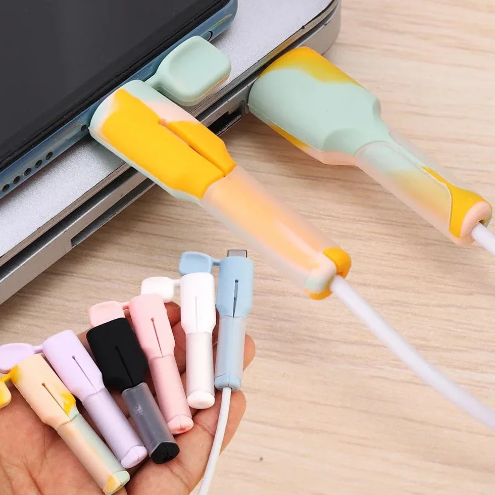Confezione da 2 protezioni per cavi USB-C in morbido silicone, custodia flessibile per cavo di ricarica, copertura anti piegatura, organizer per cavi per protezione caricabatterie Android, blu, per