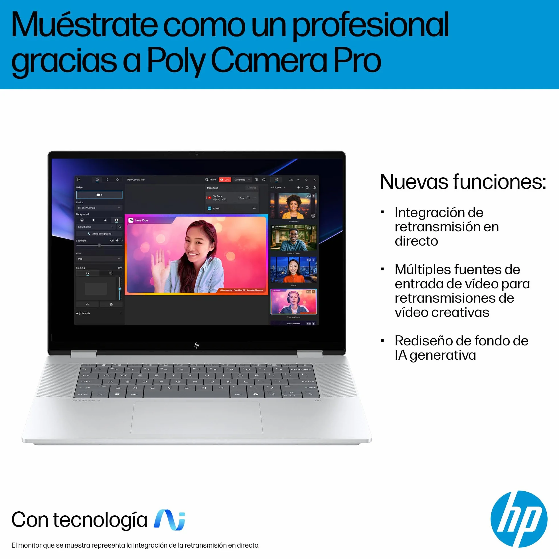 HP Omnibook X Flip Convertible Laptop 40,6 cm (16") Touch screen OLED 3K (Intel Ultra 7-258V EVO, 32 GB RAM, 1TB SSD, Intel ARC Graphics, Windows 11 Home, WiFi 7) Argento Spagnolo