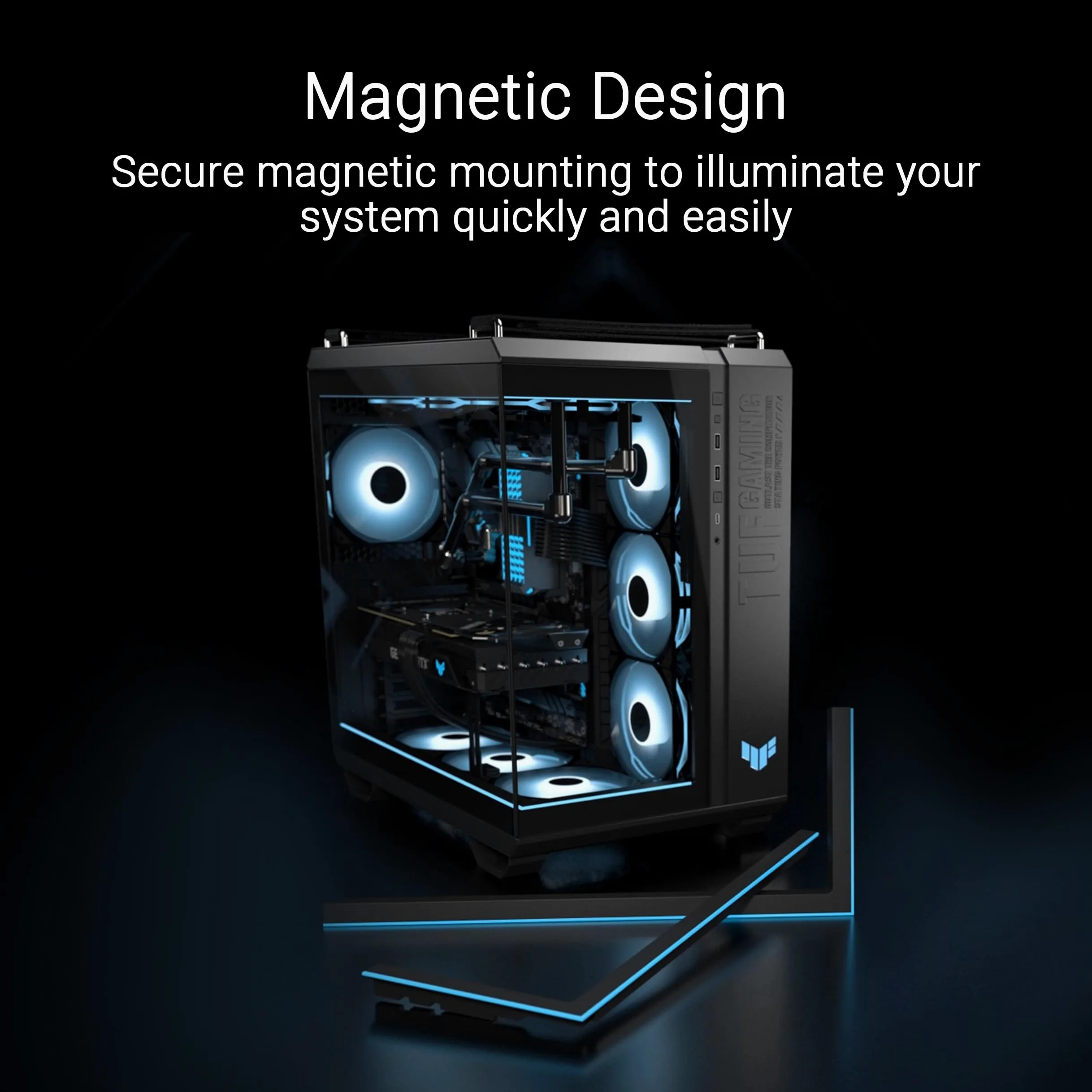 ASUS TUF GAMING GT502 HORIZON TG ARGB, Chassis a Doppia Camera con Design Panoramico e Pannello in Vetro + TUF GAMING GT502 HORIZON ARGB LIGHTING KIT, Kit di Illuminazione, Nero