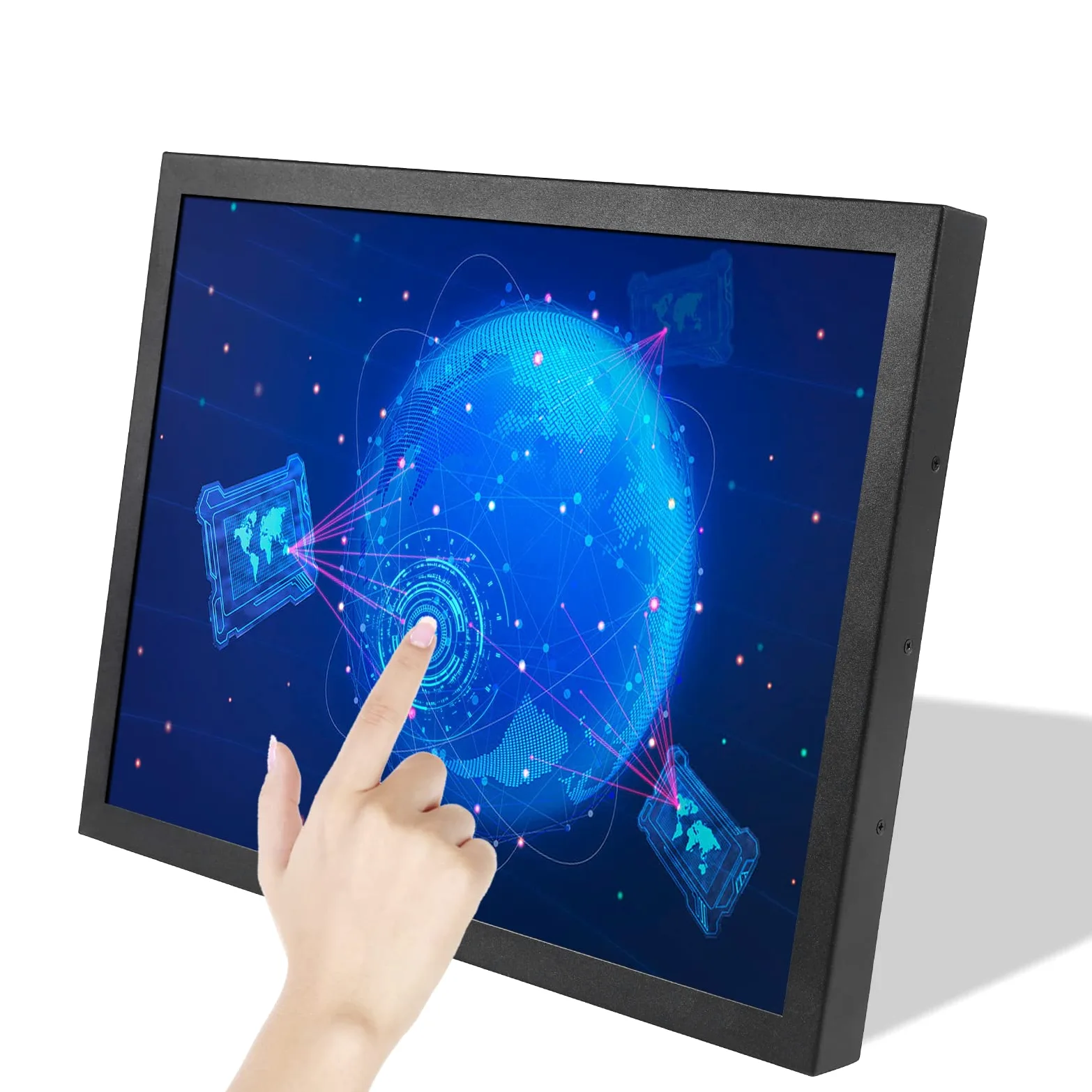 VSDISPLAY Monitor Touch Industriale,schermo LCD 15" 1024x768 400nit IPS | resistivo con ingresso video VGA DVI H/D ,con doppi altoparlanti