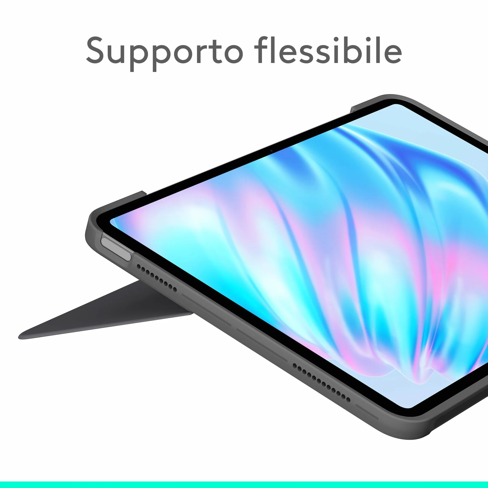 Logitech Combo Touch per iPad Air da 11 pollici (M2, M3 e M4), iPad Air (5a generazione) Custodia con tastiera - Tastiera retroilluminata staccabile con supporto - Layout Italiano QWERTY - Grigio