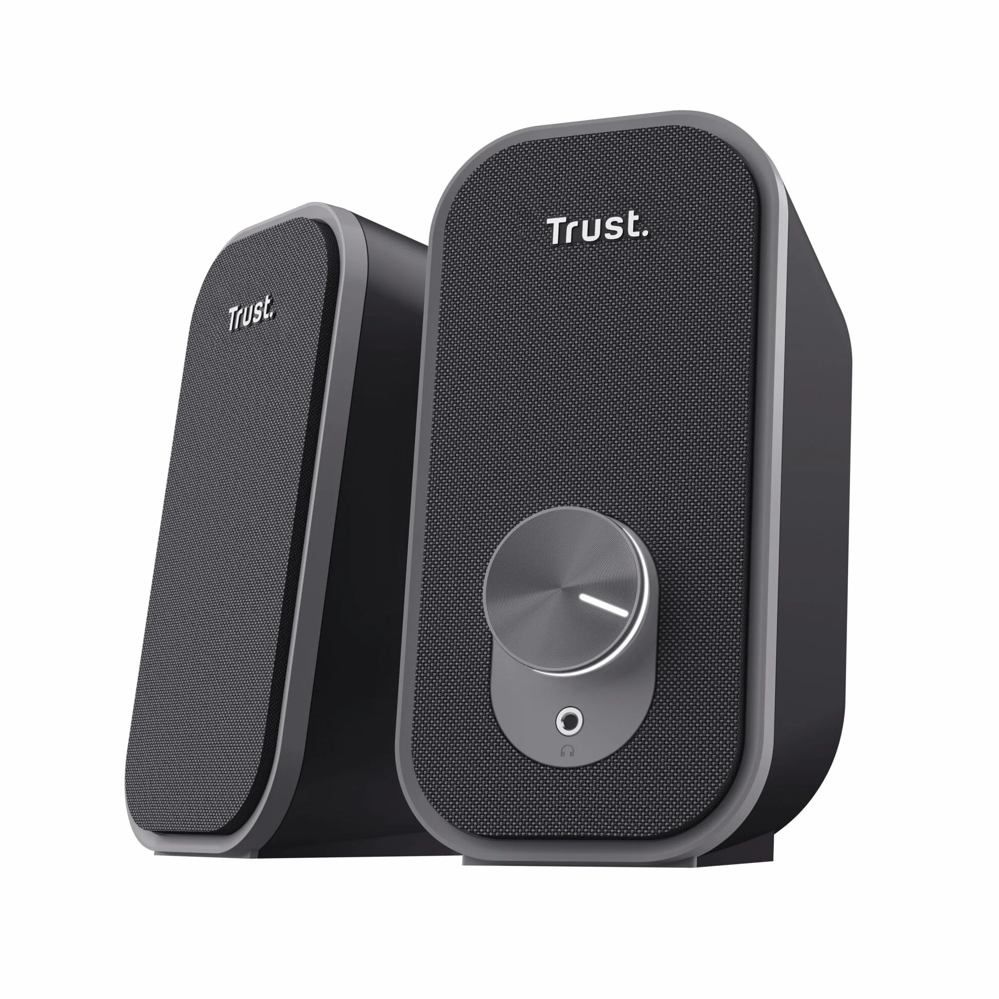 Trust Orada Casse PC USB 2.0 12W (6W RMS), Cassa con Connessione Jack Audio 3.5 mm, Collegamento per Cuffie, Anteriore in Tessuto, Altoparlanti PC per Desktop Computer Portatile Mac, Nero