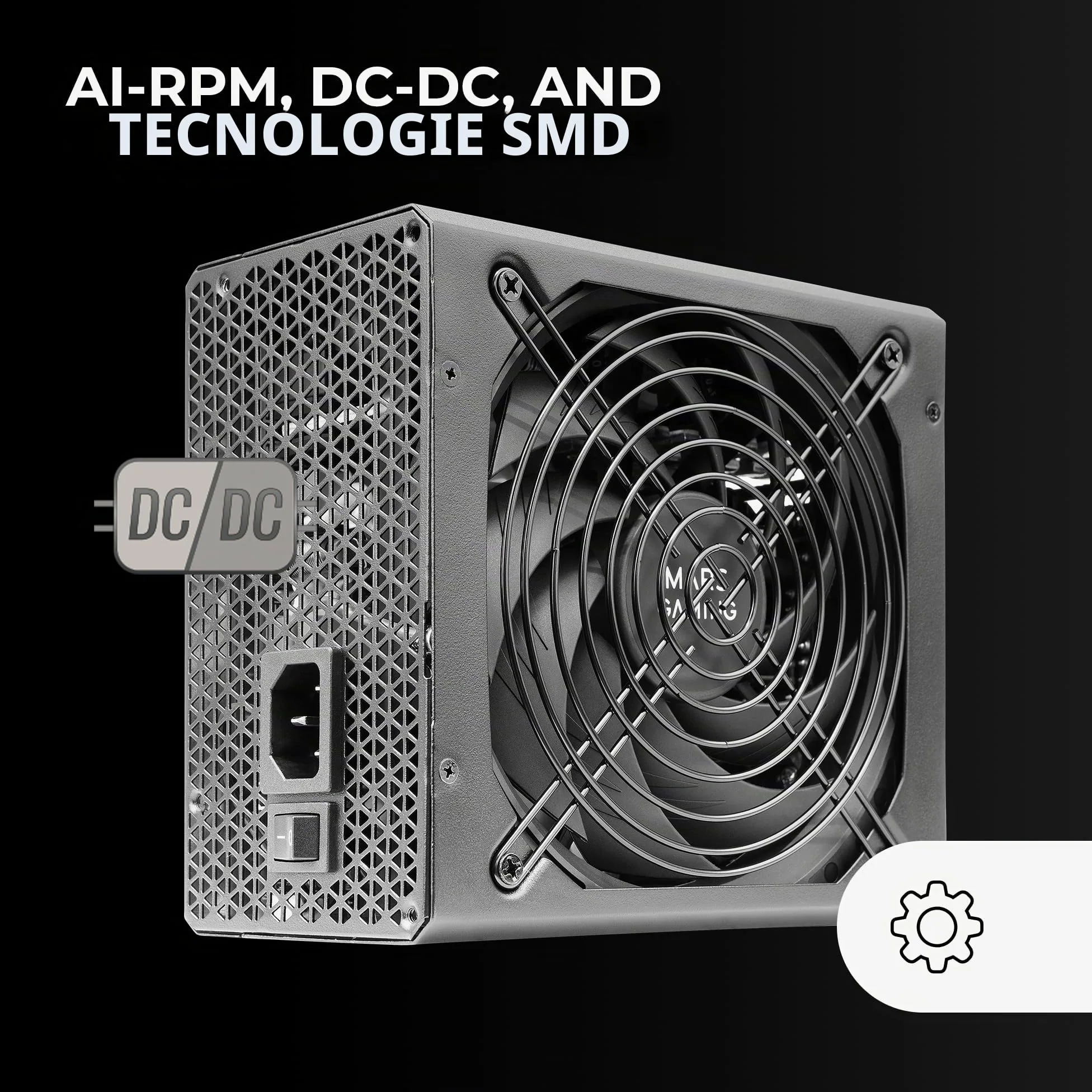 Mars Gaming MPB1000P, Alimentatore Modulare ATX 3.1 1000W, 10 Anni di Garanzia, 80Plus Gold, Ventola 140mm AI-RPM, Condensatori Giapponesi, Supporto PCIe 5.1 e APFC, Tecnologia DC-DC e SMD, Nero