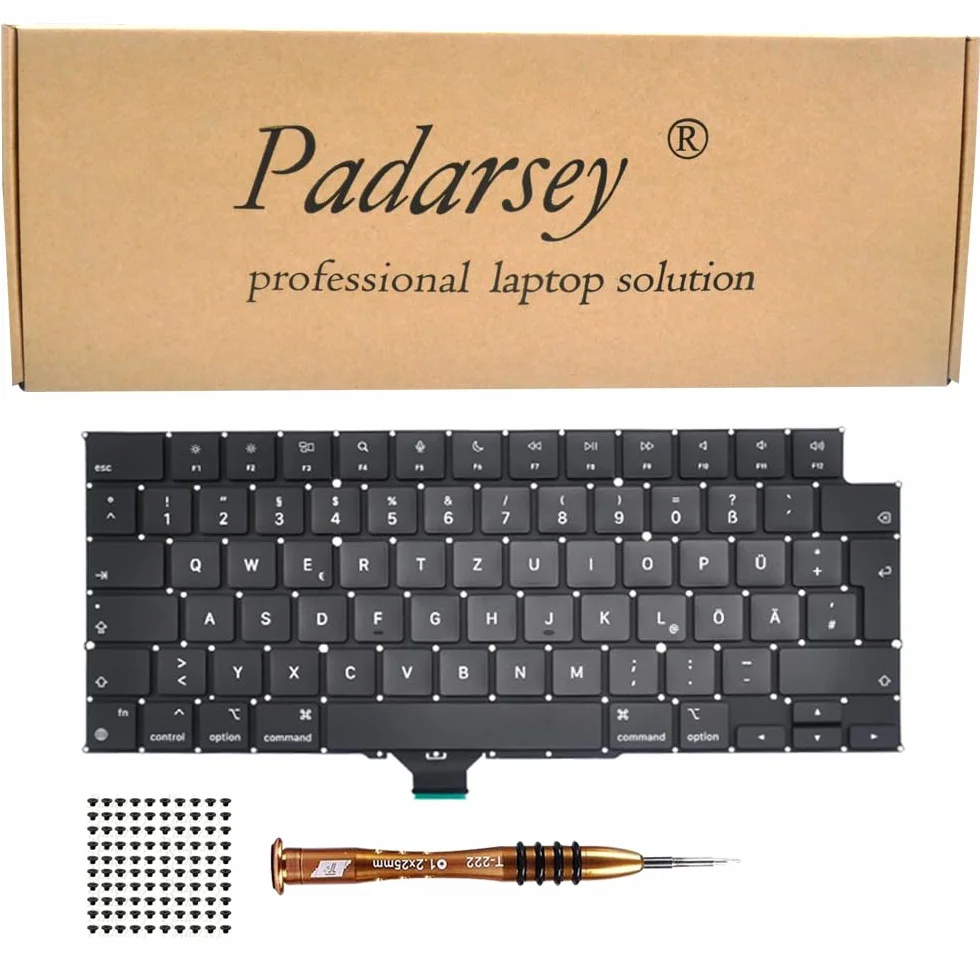 Tastiera di ricambio QWERTZ tedesca per MacBook Pro 14" A2442 16" A2485 2021 con viti e cacciavite