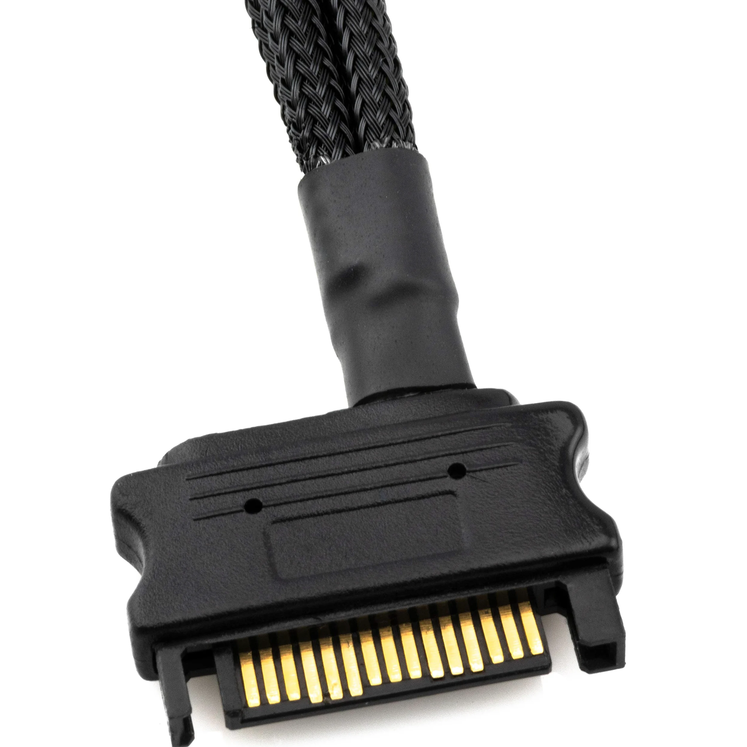 CRJ - Cavo adattatore di alimentazione per ventola SATA a 3 PC, 15 pin, 30 cm, con guaina nera, alimenta fino a tre ventole di raffreddamento per computer a 3 e 4 pin da un connettore di alimentazione