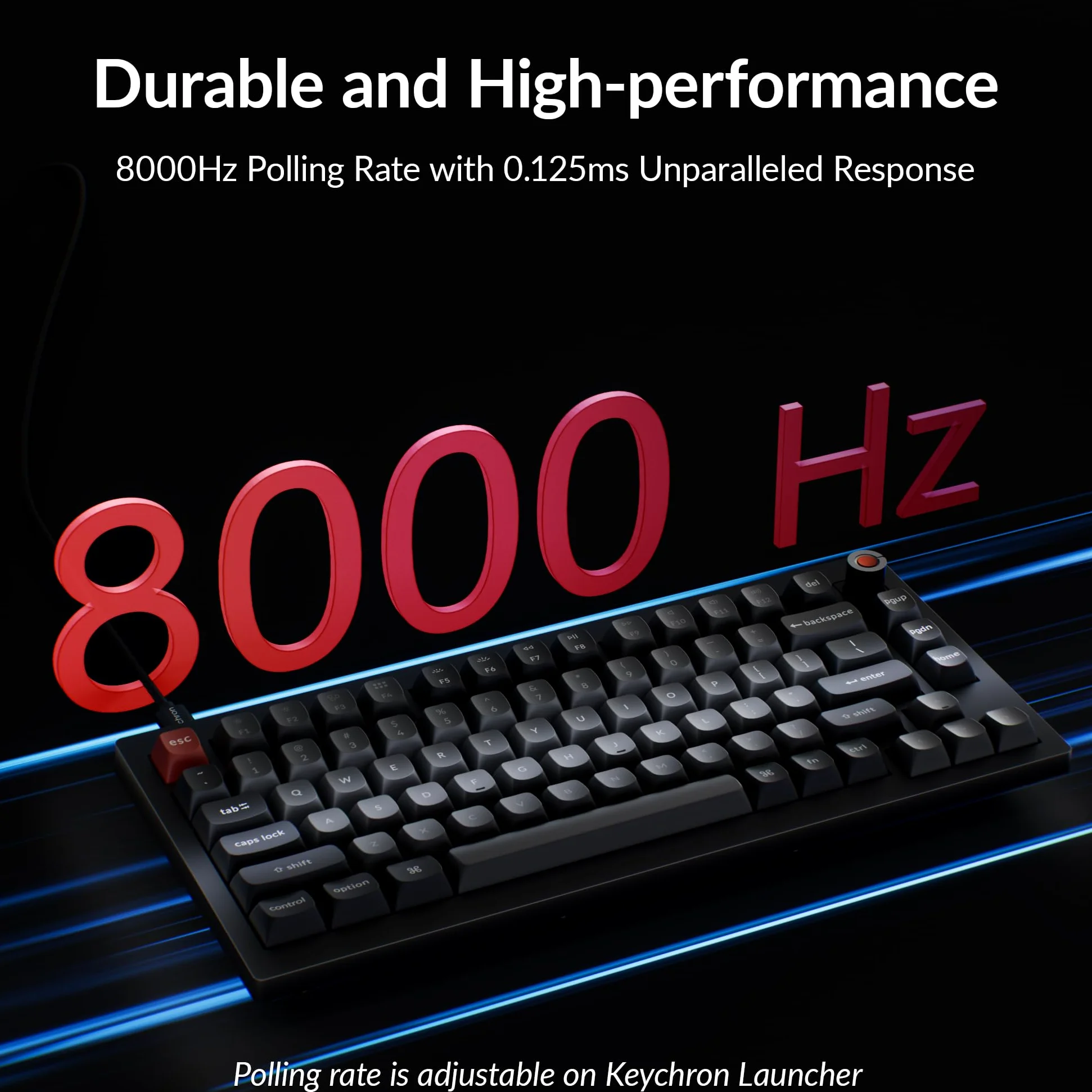 Keychron V1 Tastiera meccanica personalizzata 8K, layout cablato 75%, latenza ultra bassa 8000Hz, QMK programmabile, interruttori marroni sostituibili a caldo, RGB, per giocatori e dattilografi