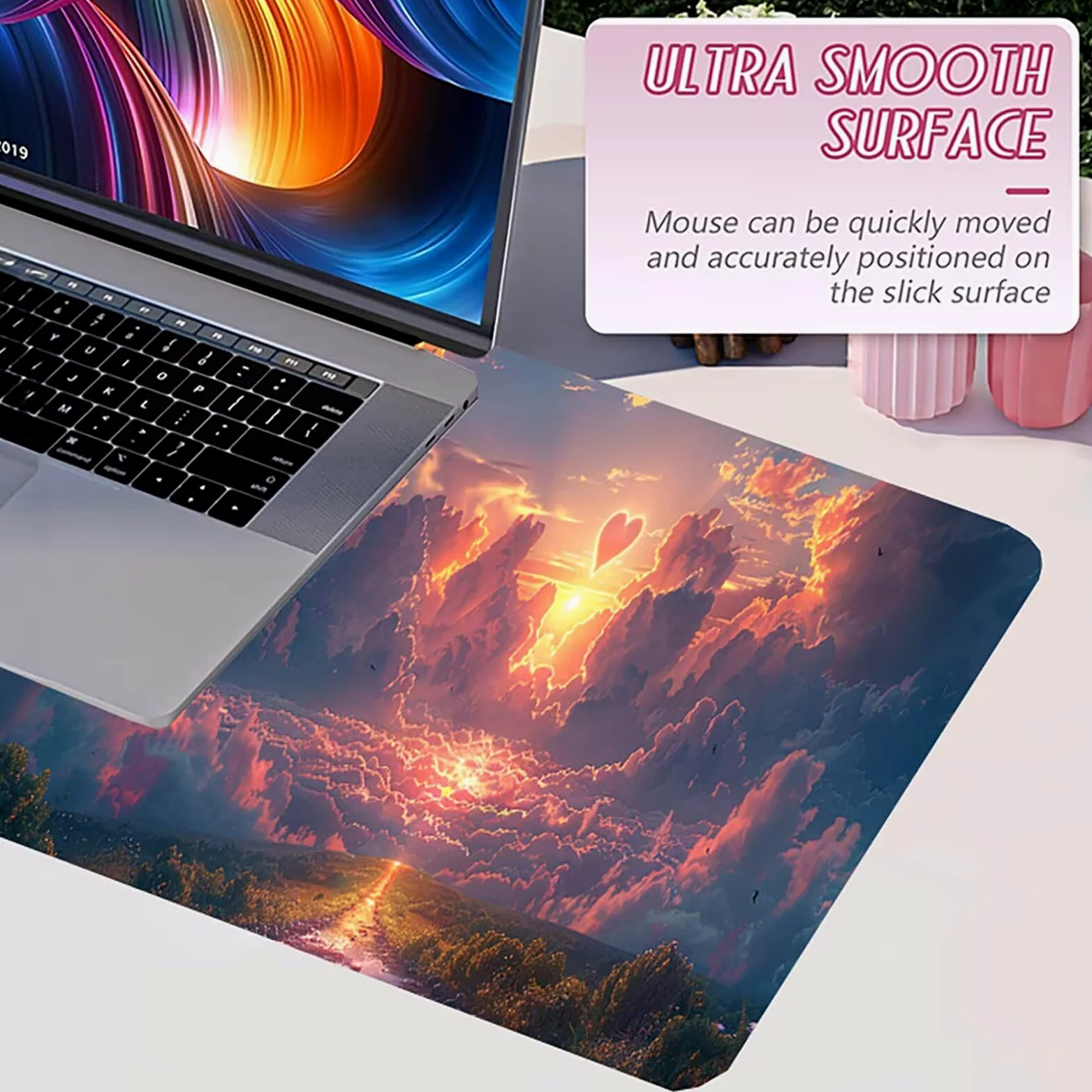 Tappetino Mouse XXL 1500 x 800 mm, Tappetino Mouse Nuvola, Gaming Mousepad Migliorare la Velocità e la Precisione, Mouse Pad con Base in Gomma Antiscivolo, Ufficio Accessori Gaming, Bianco 9-9153