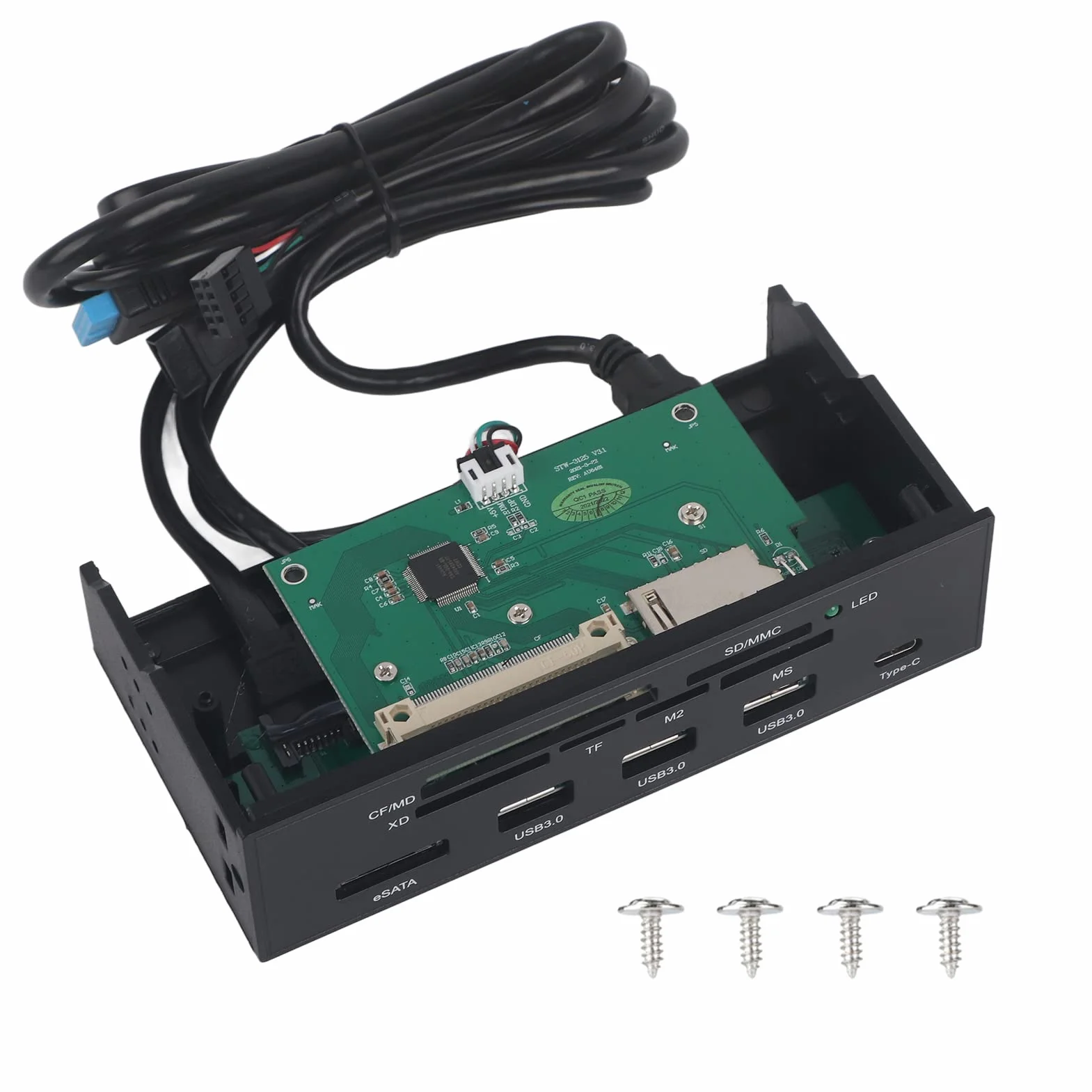 Lettore di schede interno da 5,25 pollici, accessorio per lettore di schede multifunzionale sul pannello frontale del PC dashboard per M2, MSO, memoria, MS, XD, 64G CF