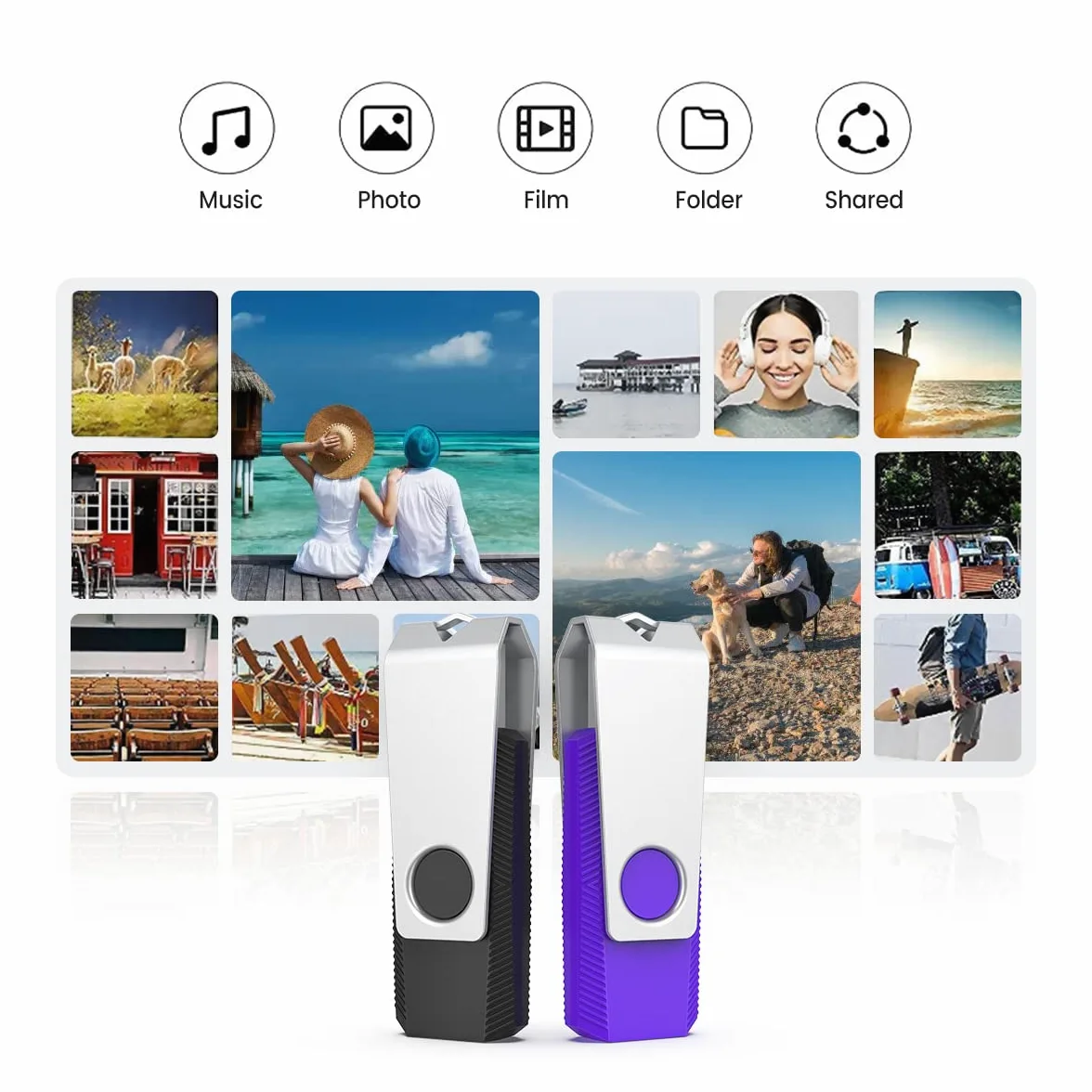 Aiibe Chiavetta USB 3.0 da 128 GB, 128 GB, chiavetta USB 3.0, unità da 128 GB, chiavetta da 128 GB, unità USB da 128 GB, confezione multipla (128 G, 5 colori misti: nero, rosso, ciano, verde, viola)