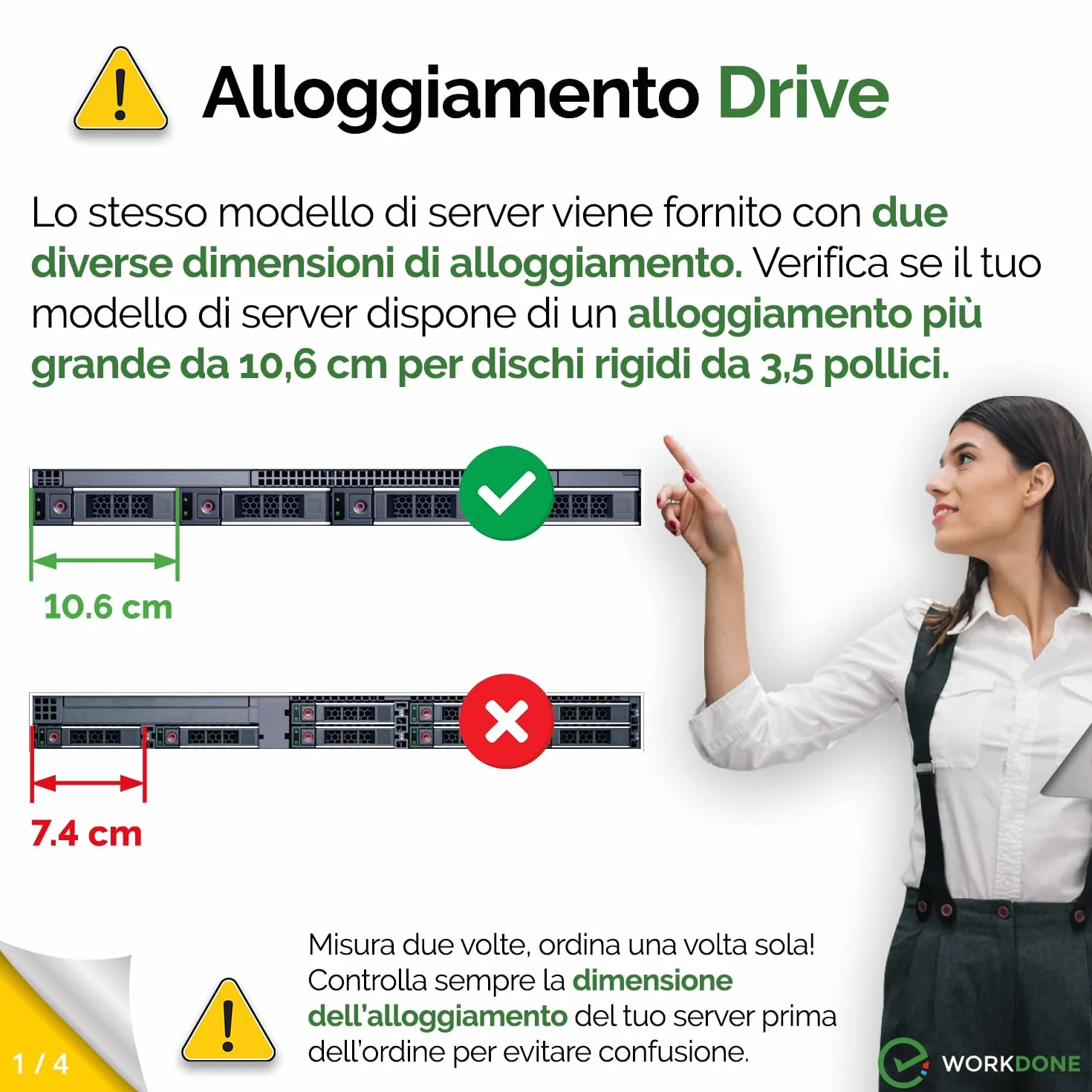 WorkDone Caddy per disco rigido da 3,5 pollici Compatibile con PowerEdge Dell - R340 R440 R540 R640 R740 R6415 R7415 R7425 X7K8W di 14° generazione - Vassoio della staffa Hot Swap contenitore