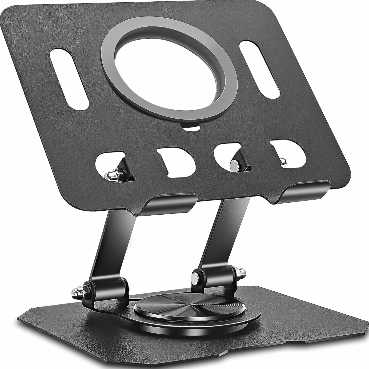 Supporto Tablet Regolabile Girevole 360° Porta in Metallo Pieghevole, Ricarica Wireless Magnetica Compatibile E-Reader iPad
