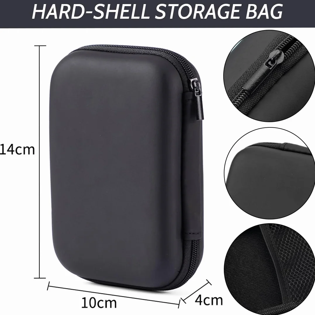 Custodia hard disk esterno, Custodia rigida custodie, Materiale EVA-Protegge il disco rigido, Memoria Esterna Portatile Disco Esterno Protettiva Borsa Antiurto Rigida Cover Case, Nero
