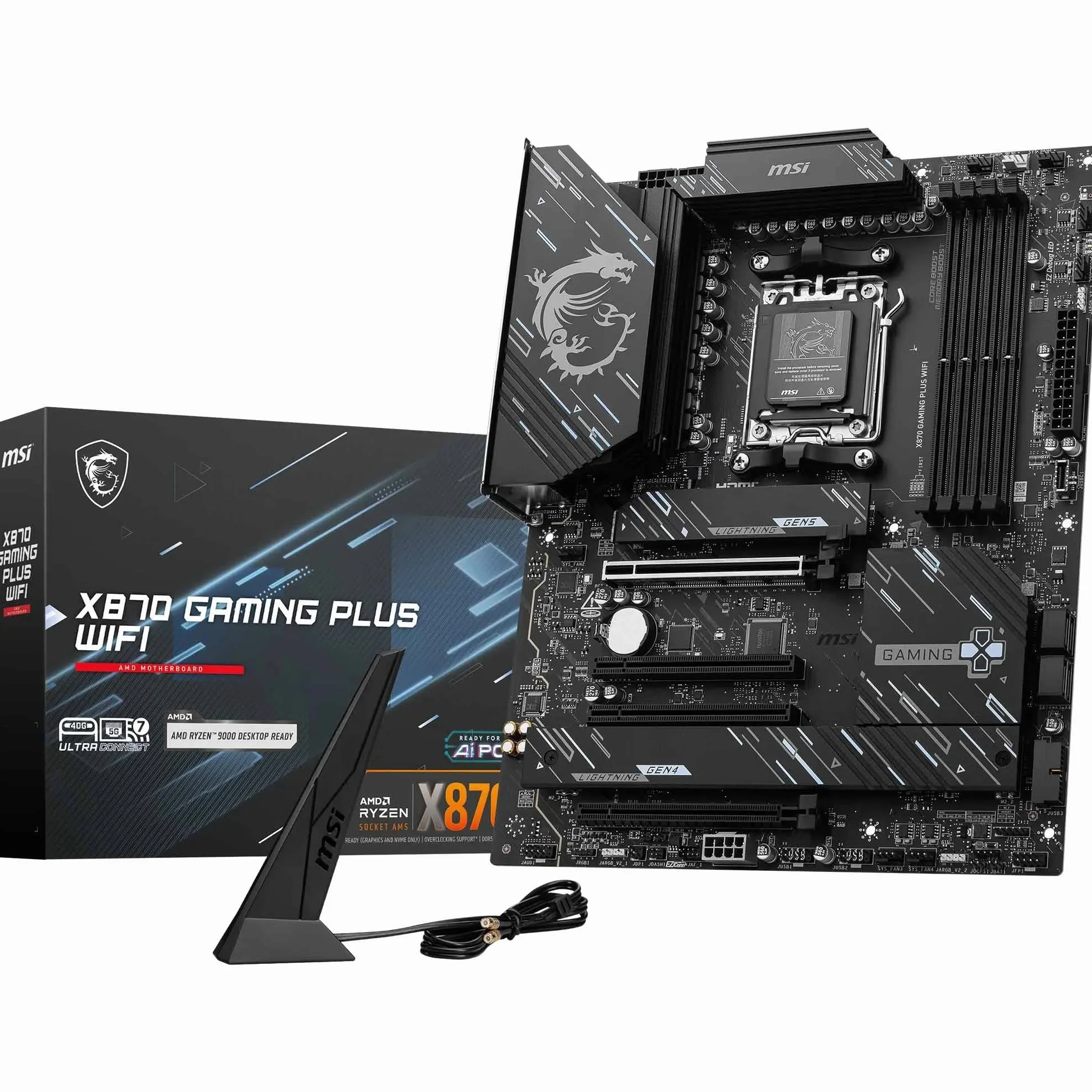 MSI X870 Gaming Plus - Scheda madre da gioco WiFi (supporta processori AMD Ryzen serie 9000/8000/7000, AM5, DDR5, PCIe 5.0, M.2, SATA, 5Gbps LAN, USB-C, Wi-Fi 7, Bluetooth 5.4, Thunderbolt 4, ATX)