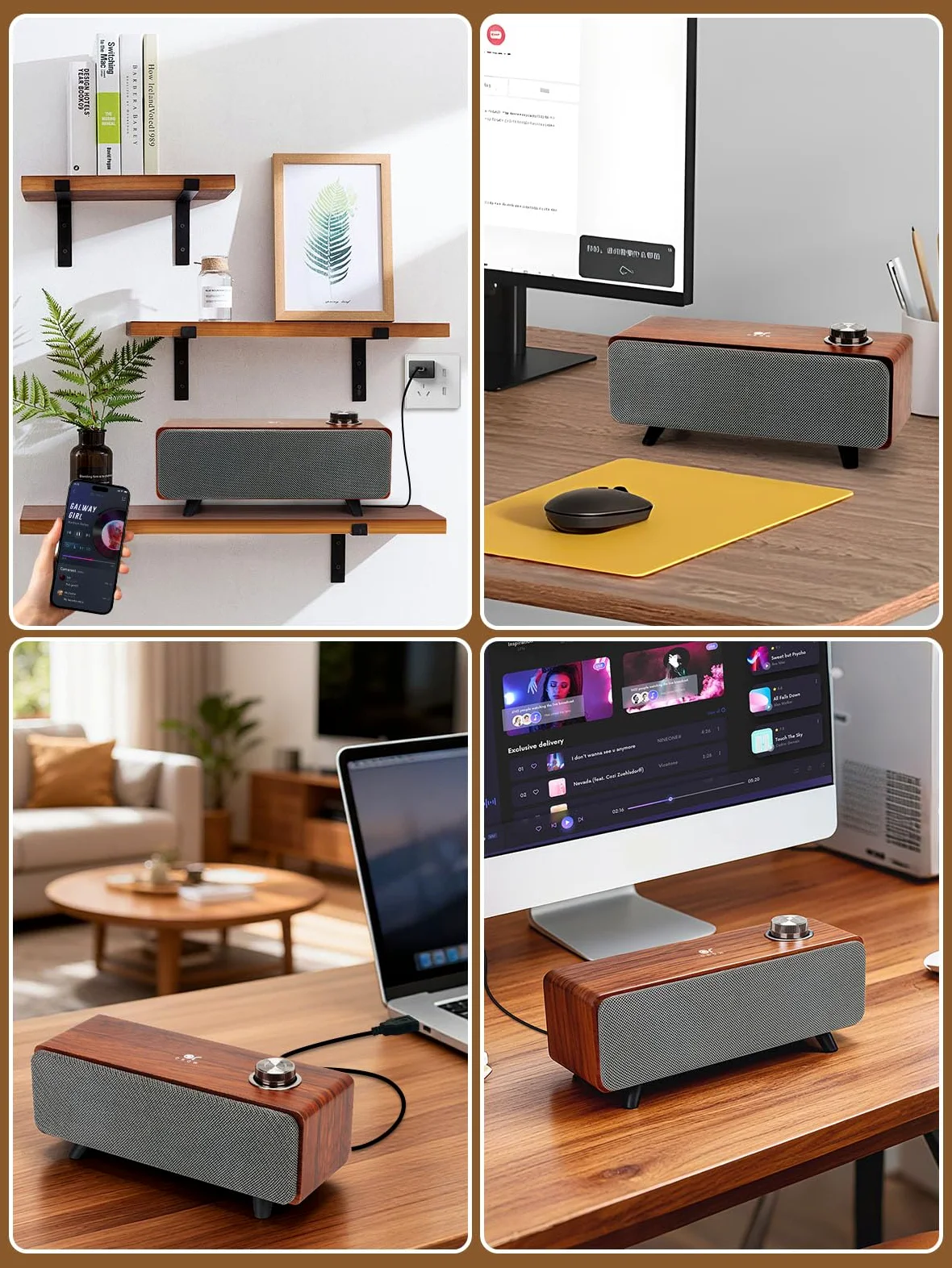 OR O R O W Altoparlanti per computer desktop, altoparlanti desktop da 10 W con Bluetooth, suono stereo e bassi migliorati, soundbar per PC, telefono e laptop (adattatore USB-C incluso)