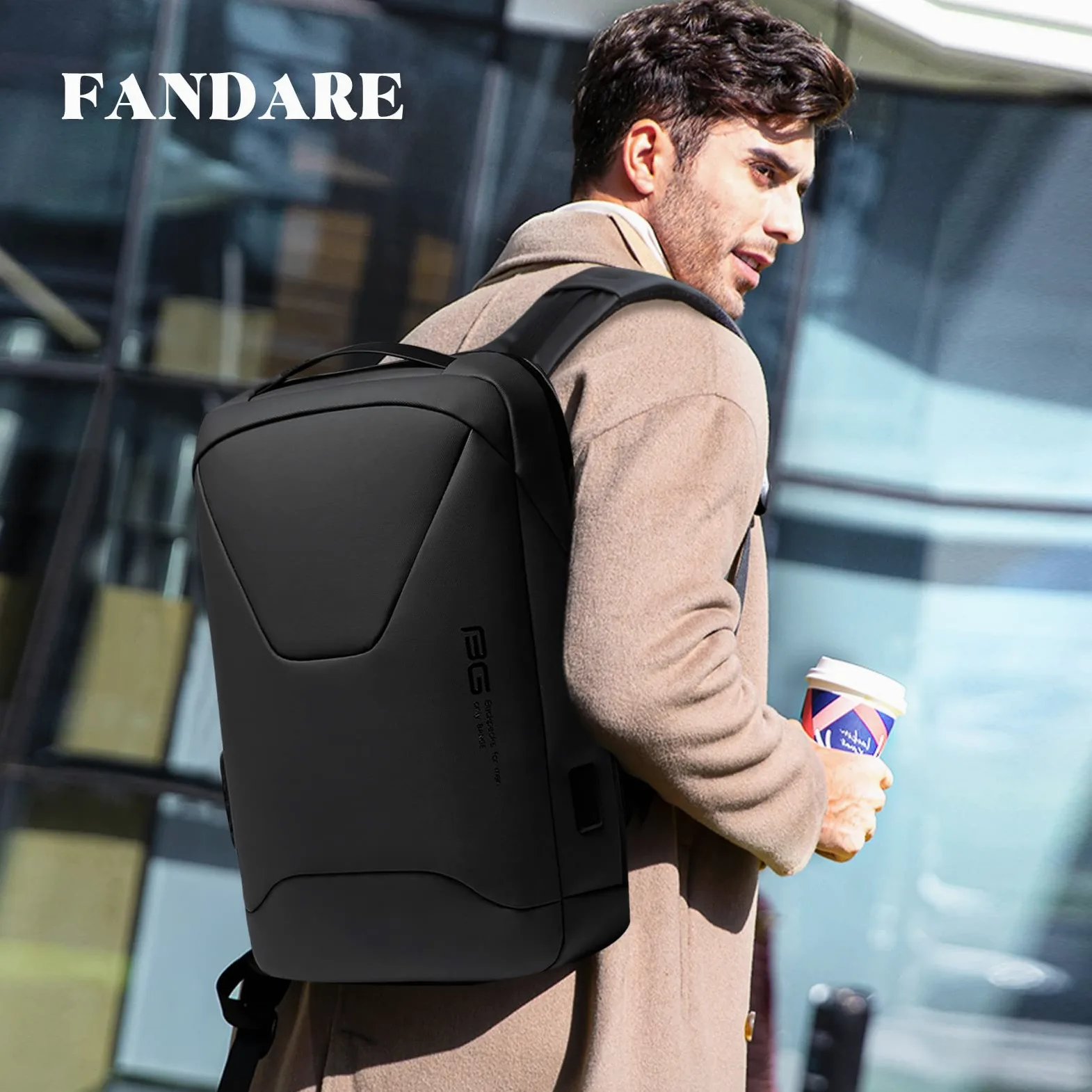 FANDARE Antifurto Zainetto Scuola con Porta USB Zaino per 15.6 Pollici PC Portatile da Uomo Donna Borsa Daypacks per Business Viaggio Lavoro Impermeabile Nero