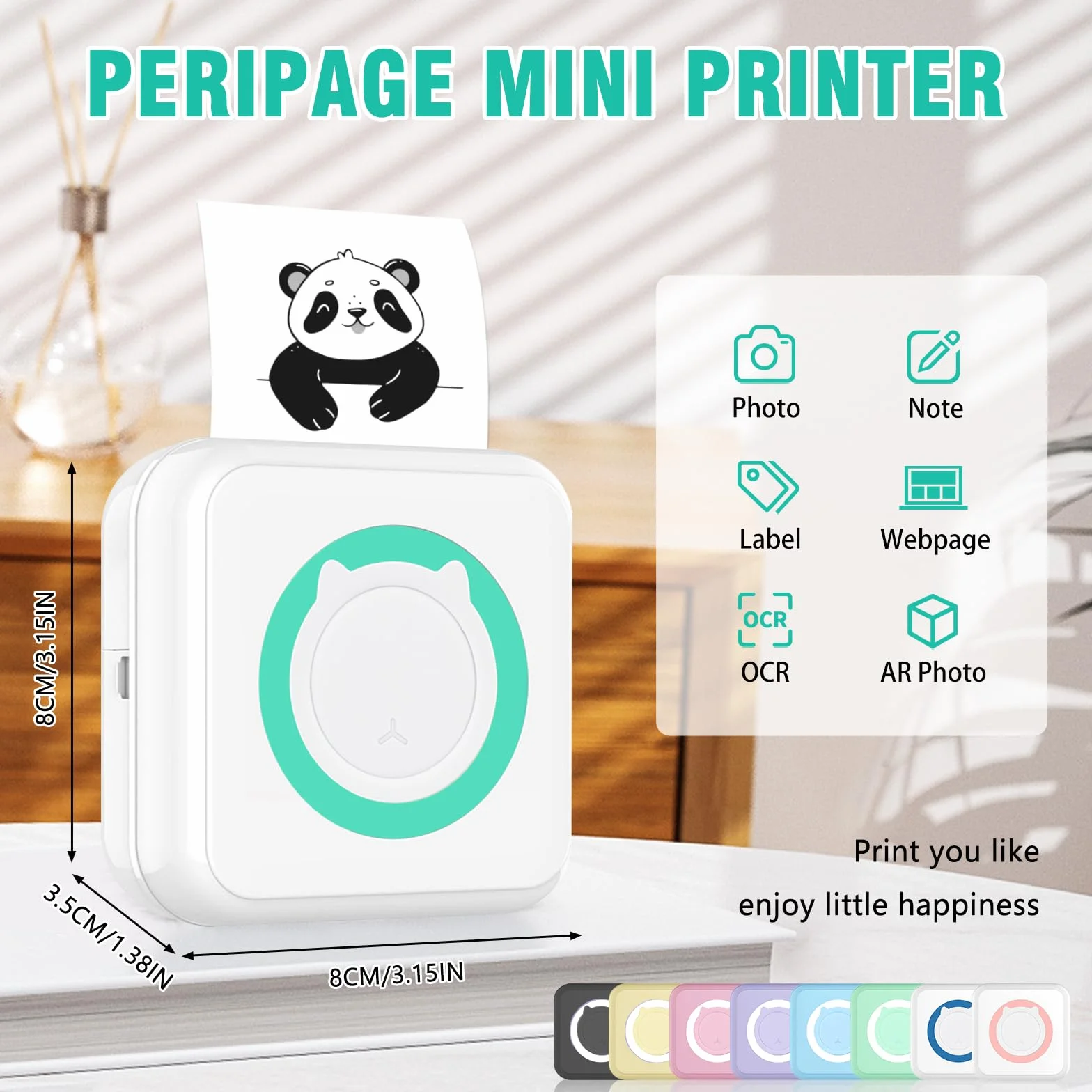 stampanti portatili, stampanti, stampante fotografica portatile, stampanti termiche portatili, mini stampante adesiva, mini stampant foto portatil - verde