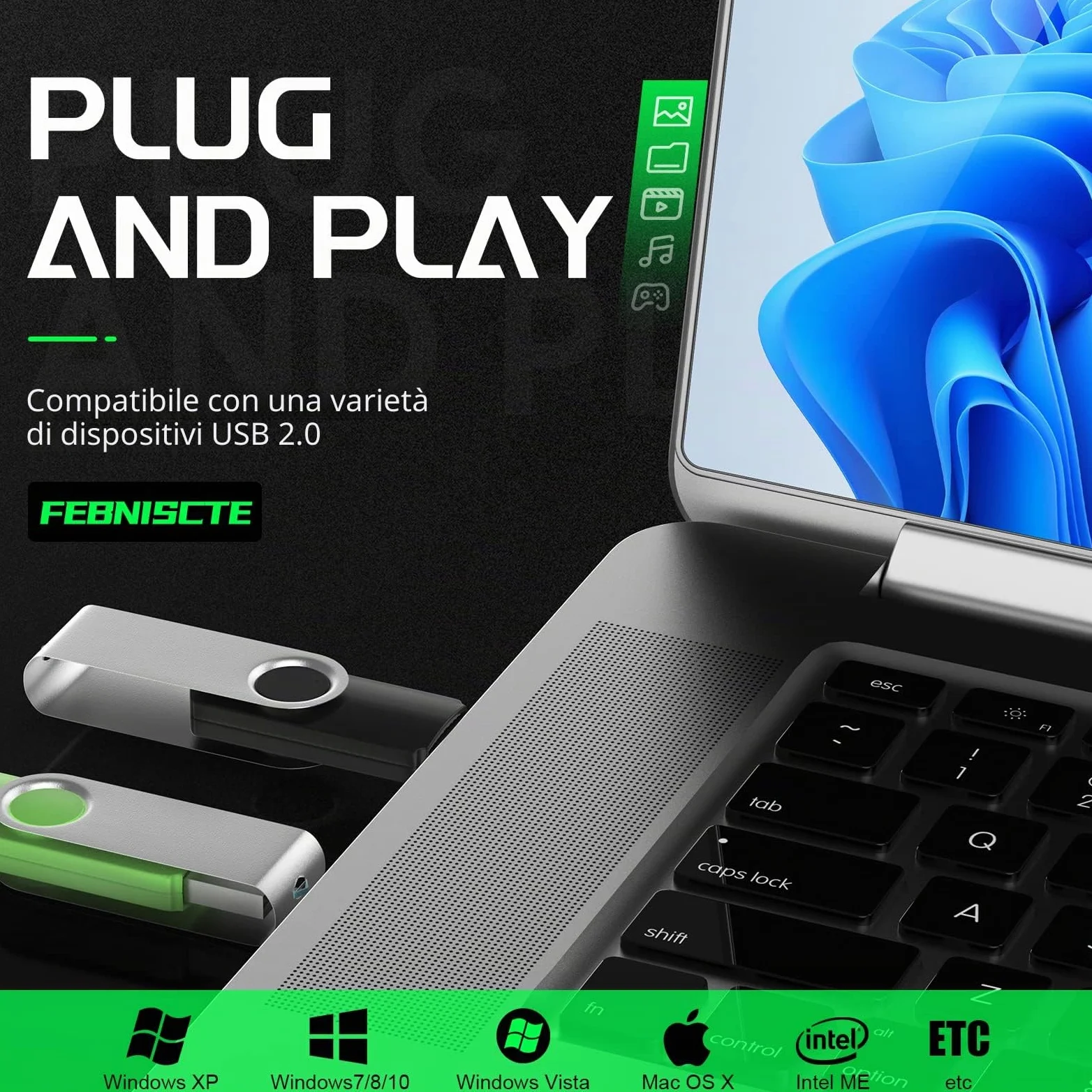 FEBNISCTE Chiavetta USB 16GB 10 Pezzi, Pennetta USB 2.0 Portatile, Pen Drives Girevole Pendrive 16 GB, Penna USB, Multicolorato Chiave USB Chiavette USB 2.0 16 Giga Pennina USB