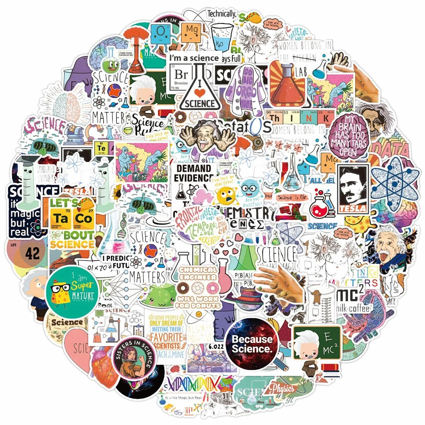100 Adesivi da Laboratorio Scientifico, Adesivi Graffiti Personalizzati, Adesivi Decorativi per Desktop con Tazze per Notebook Fai da Te, Decorazioni Adesive Scientifiche