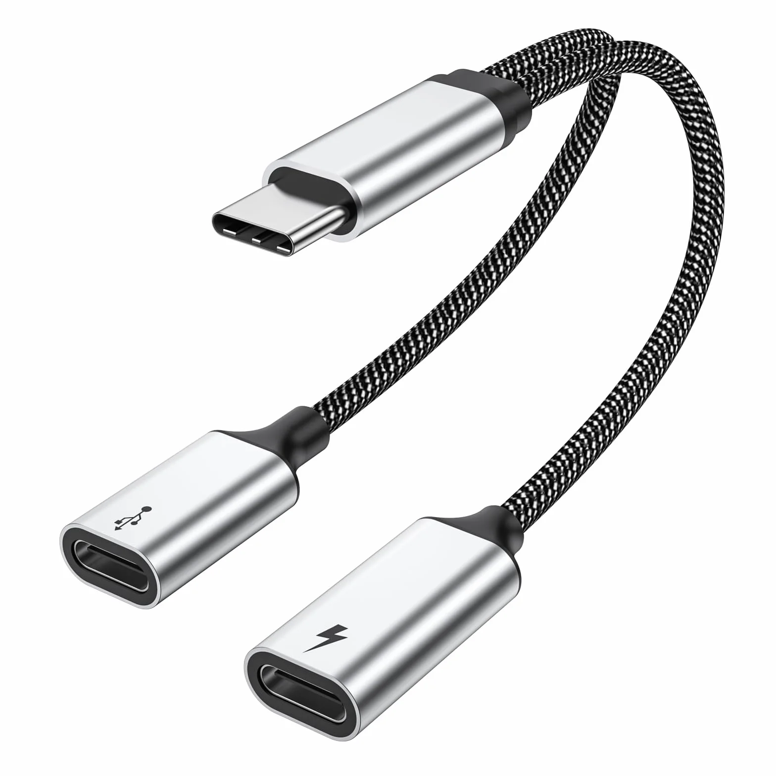 MOGOOD 60W Cavo Splitter USB C,Cavo Sdoppiatore USB C con ricarica veloce con Trasferimento Dati,Adattatore USB C 2 in 1 per iPhone 17/16 Macbook Laptop Tablet Cuffie Telefono