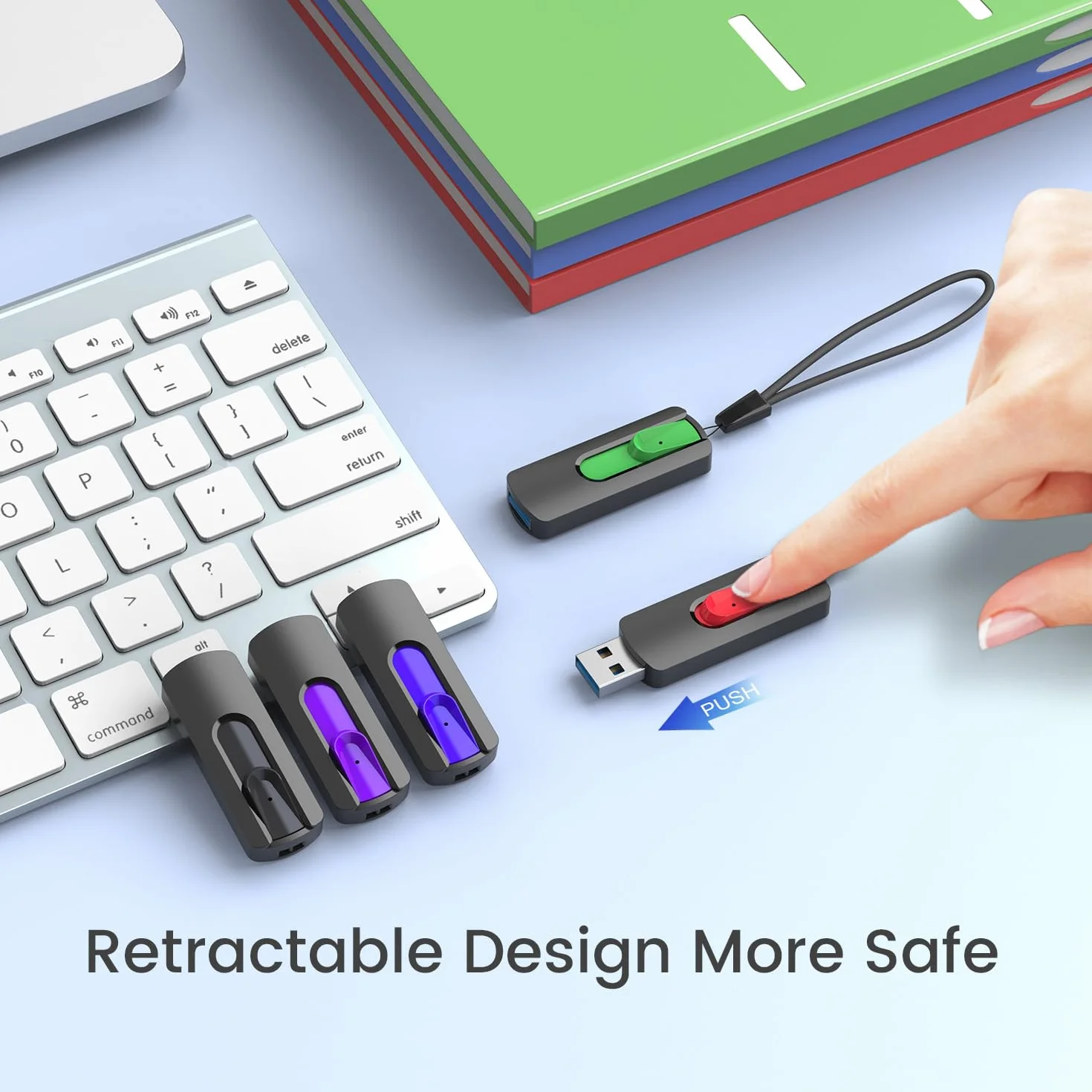 Vansuny Chiavette USB 64GB 5 Pezzi Pendrive Unità Flash 64 Giga Memoria USB2.0 per Laptop PC Desktop, Pennette USB Portatile Colorato Confezione da 5 Stick con Design Retrattile
