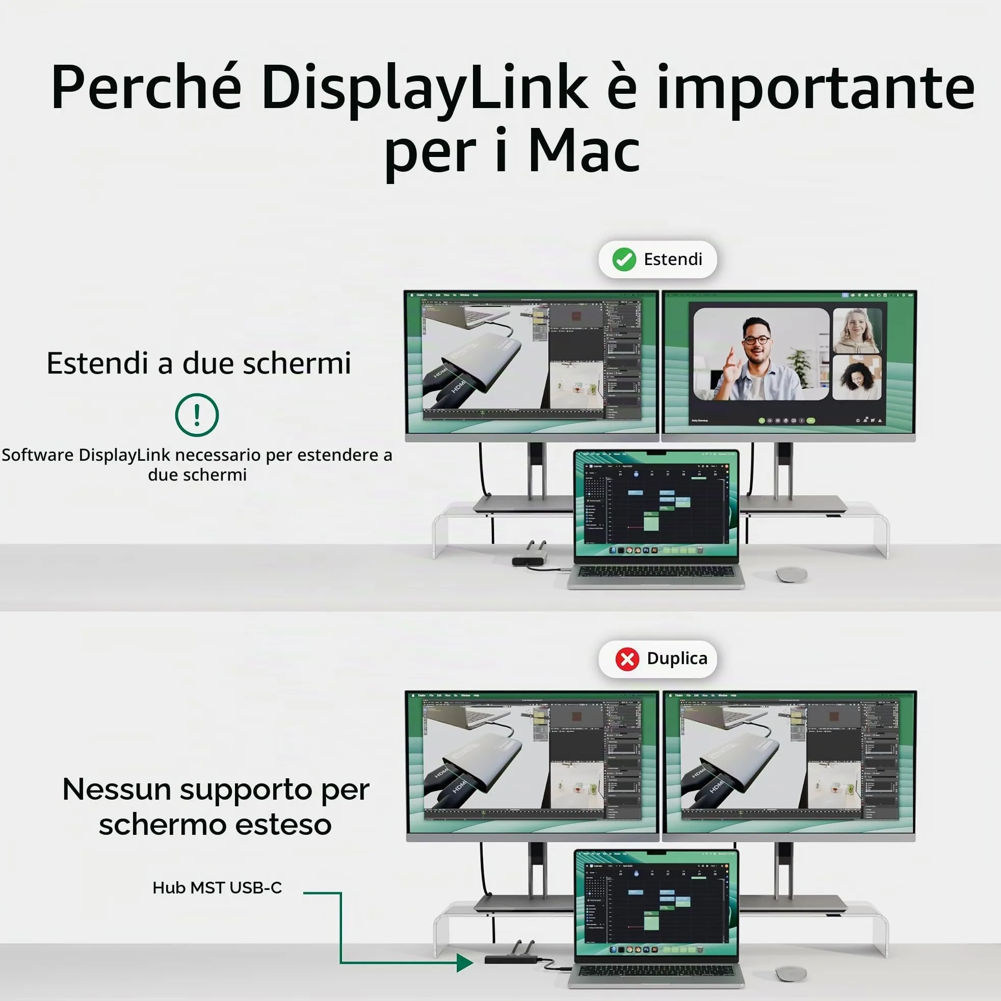 Plugable Technologies USBC-6950M adattatore grafico USB 3840 x 2160 Pixel Argento (Plugable USB-C Dual 4K HDMI Adapter)