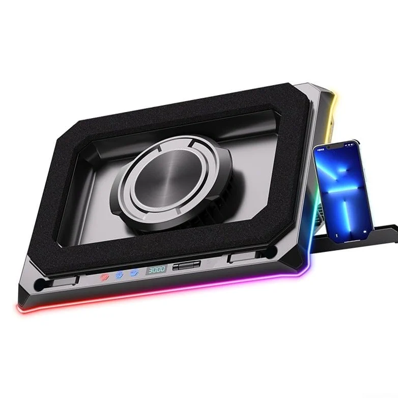 Supporto per Laptop Ventilato RGB con Angolo Regolabile e Hub USB per Gaming su Notebook fino a 21 Pollici(A8)