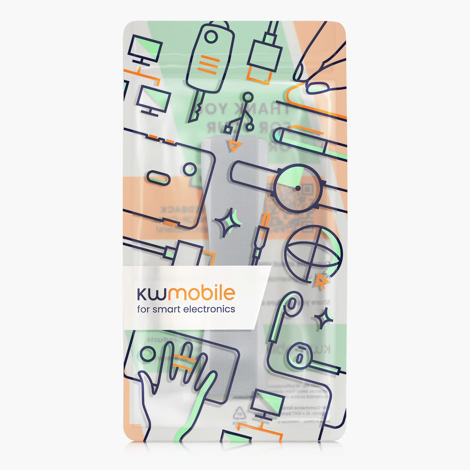kwmobile Supporto Dita per Tablet Sostegno Adesivo Fascetta Elastica Impugnatura Mano Universale Compatibile con iPad Galaxy-Tab Porta Tablet argento