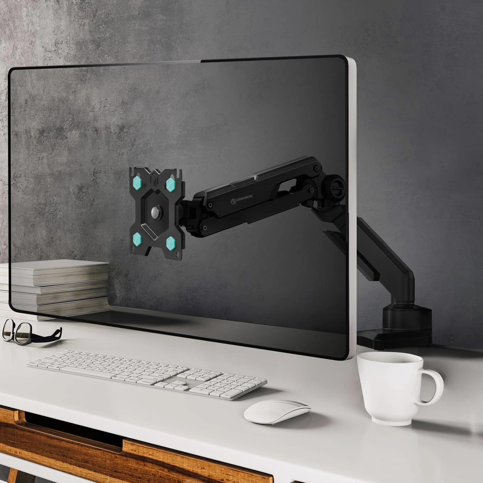 ONKRON Supporto Monitor Scrivania 13"-34", fino a 10 kg, Braccio Monitor VESA 75x75-100x100 mm, Supporto Schermo PC Scrivania Girevole e Inclinabile, Regolabile in Altezza, Nero G90-B