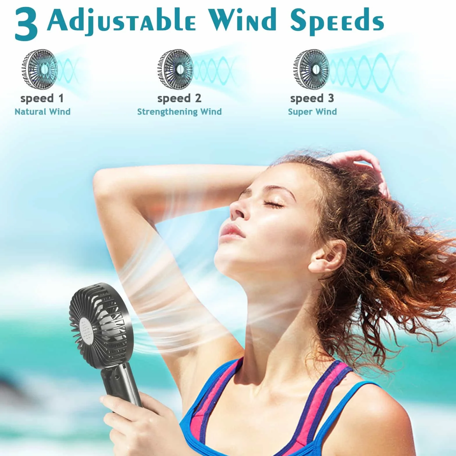 Timiyou Mini Ventilatore Portatile, Ventilatore da Tavolo USB Piccolo, 3 Velocità, a batteria, Pieghevole, Perfetto per Casa, Ufficio, Camera da Letto e Viaggi all’aperto
