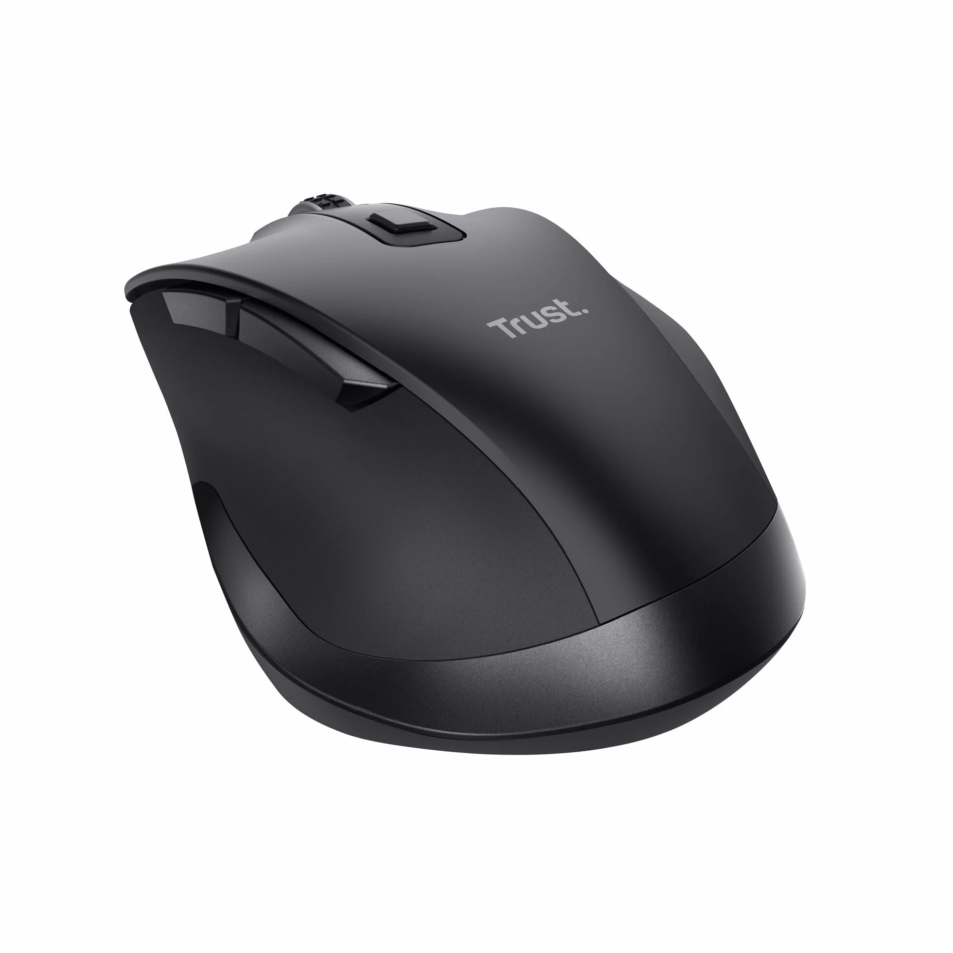 Trust Fyda Mouse Wireless Ricaricabile, Design Sostenibile, 800-2400 DPI, 6 Pulsanti, 2,4 GHz, Ricevitore USB, Mouse Ergonomico senza Filo per Laptop, PC, Computer, Macbook, Ufficio - Nero