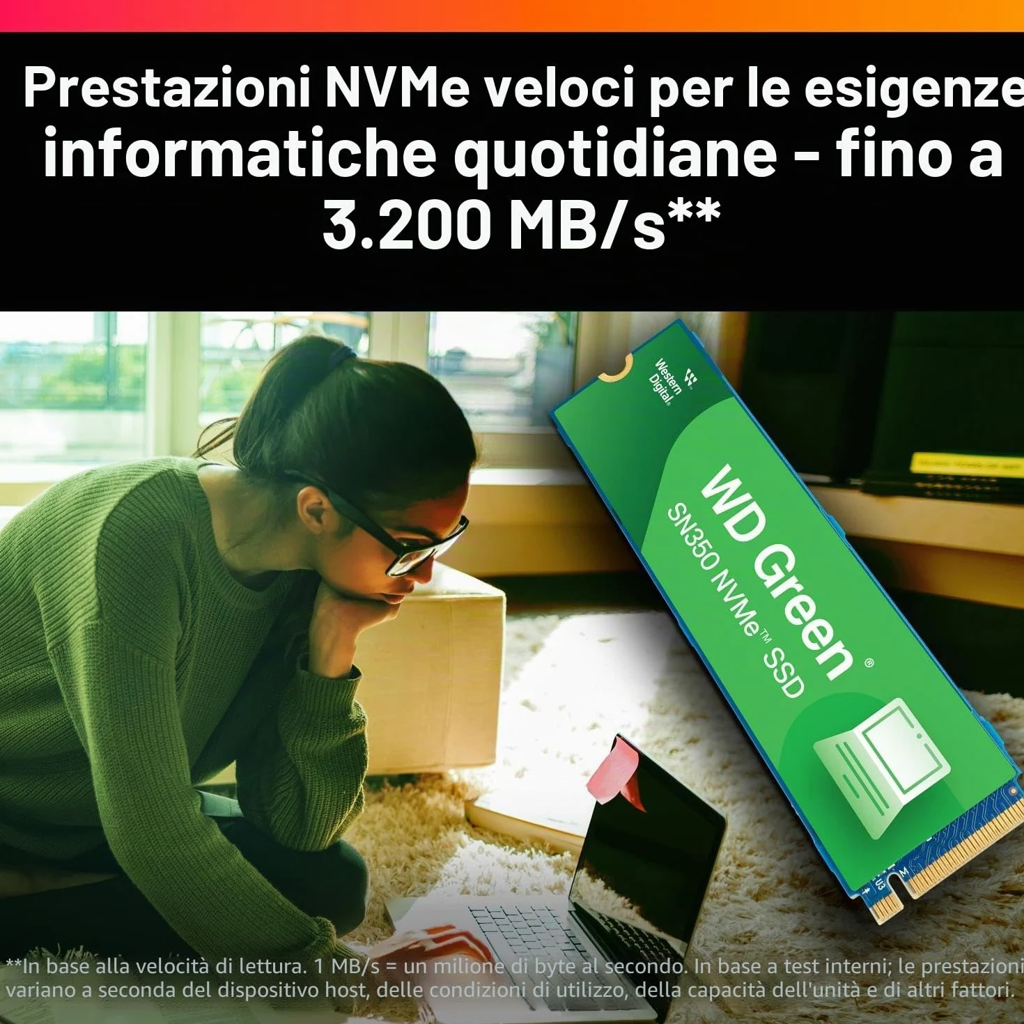 Western Digital WD Green SN350 NVMe - Unità SSD interna a stato solido da 250 GB - Gen3 PCIe, M.2 2280, fino a 2.400 MB/s - WDS250G2G0C