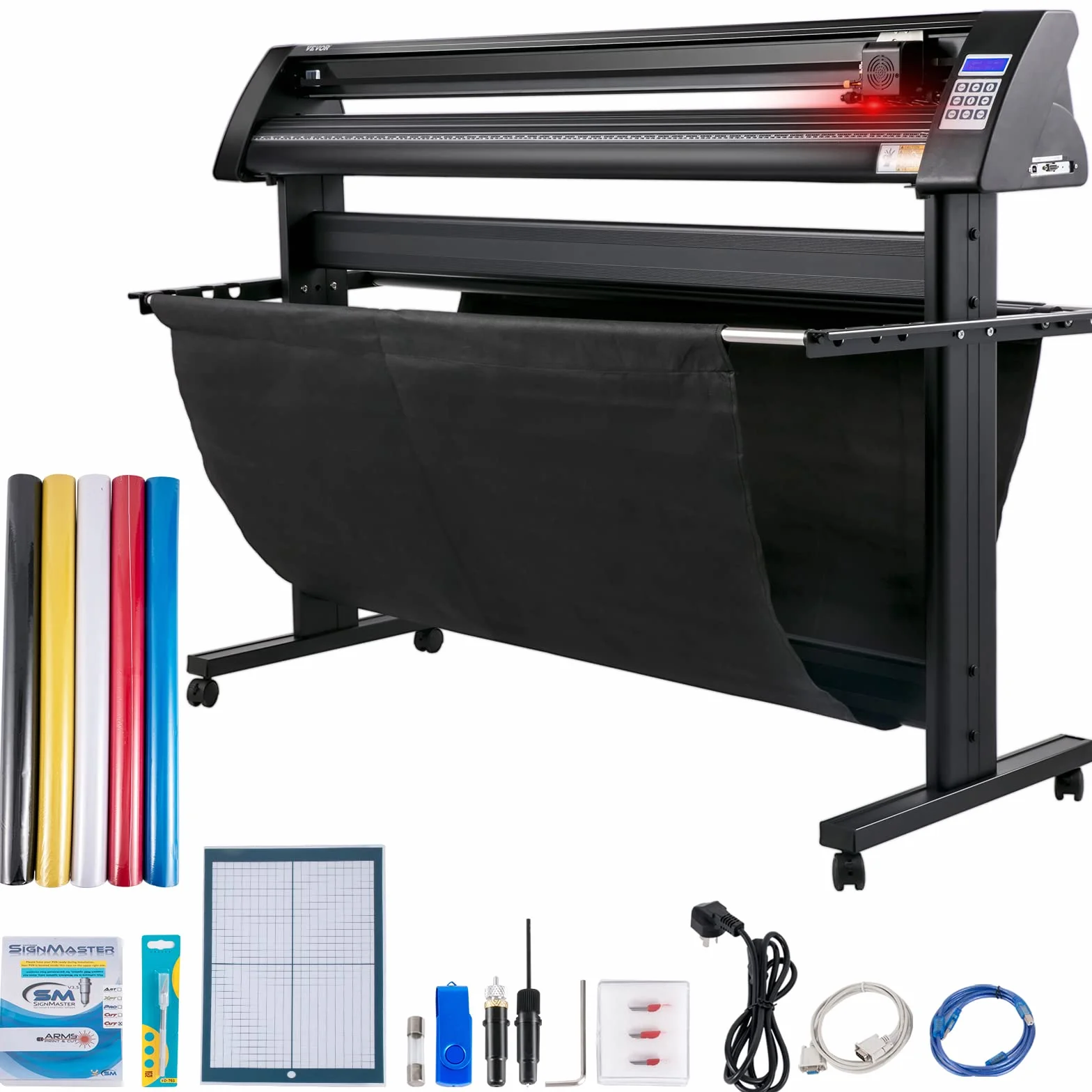 VEVOR Plotter per Tagliare in Vinile Semiautomatico, Modello KH-1350A 1350 mm Potenza 95 W Taglierina per Plotter Vinile Signmaster per Adesivi per Auto, Segnali Stradali, Palloncini, Caschi, ecc.