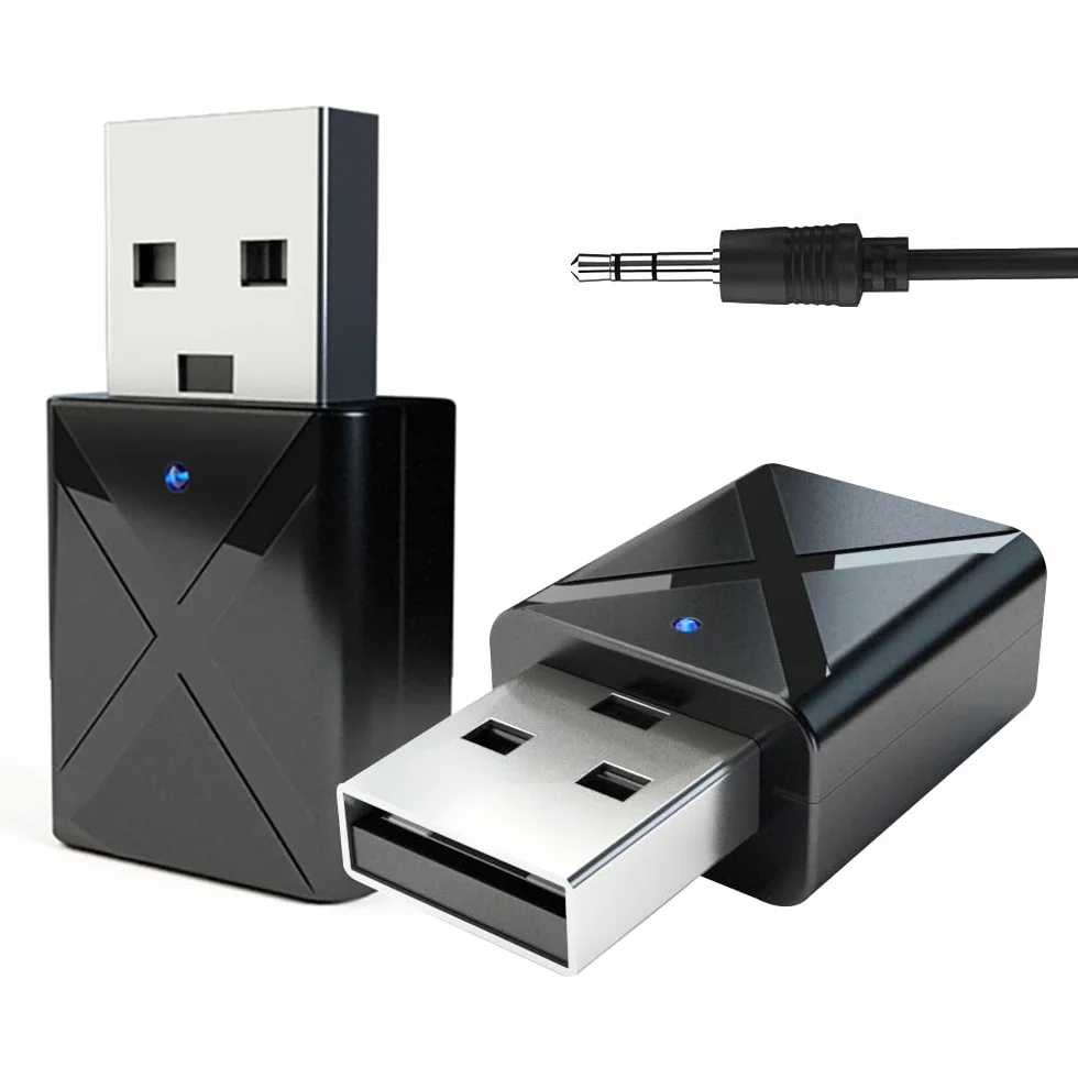 USB Ricevitore Bluetooth Trasmettitore per TV Adattatore Chiavetta BT5.0 con 3.5mm AUX per PC/Cuffie/Altoparlanti/Autoradio/Stereo