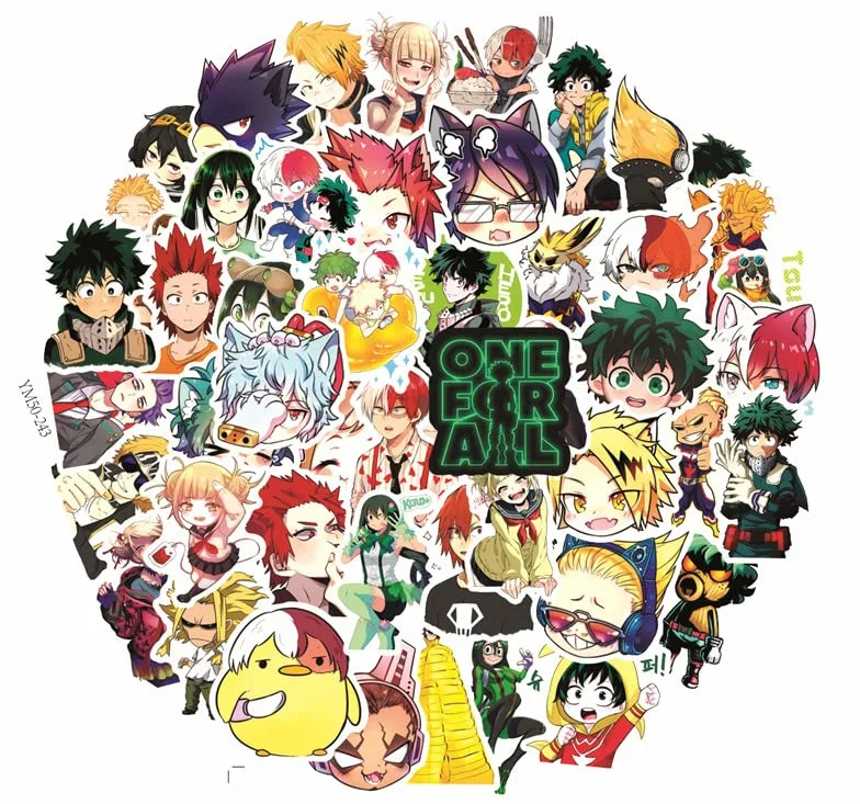 Collezione di My Hero Academia Adesivi 50 pezzi per valigia Skateboard Laptop Computer Bottiglie d'acqua Auto Adolescenti Ragazzi Ragazze Decal Adesivo impermeabile