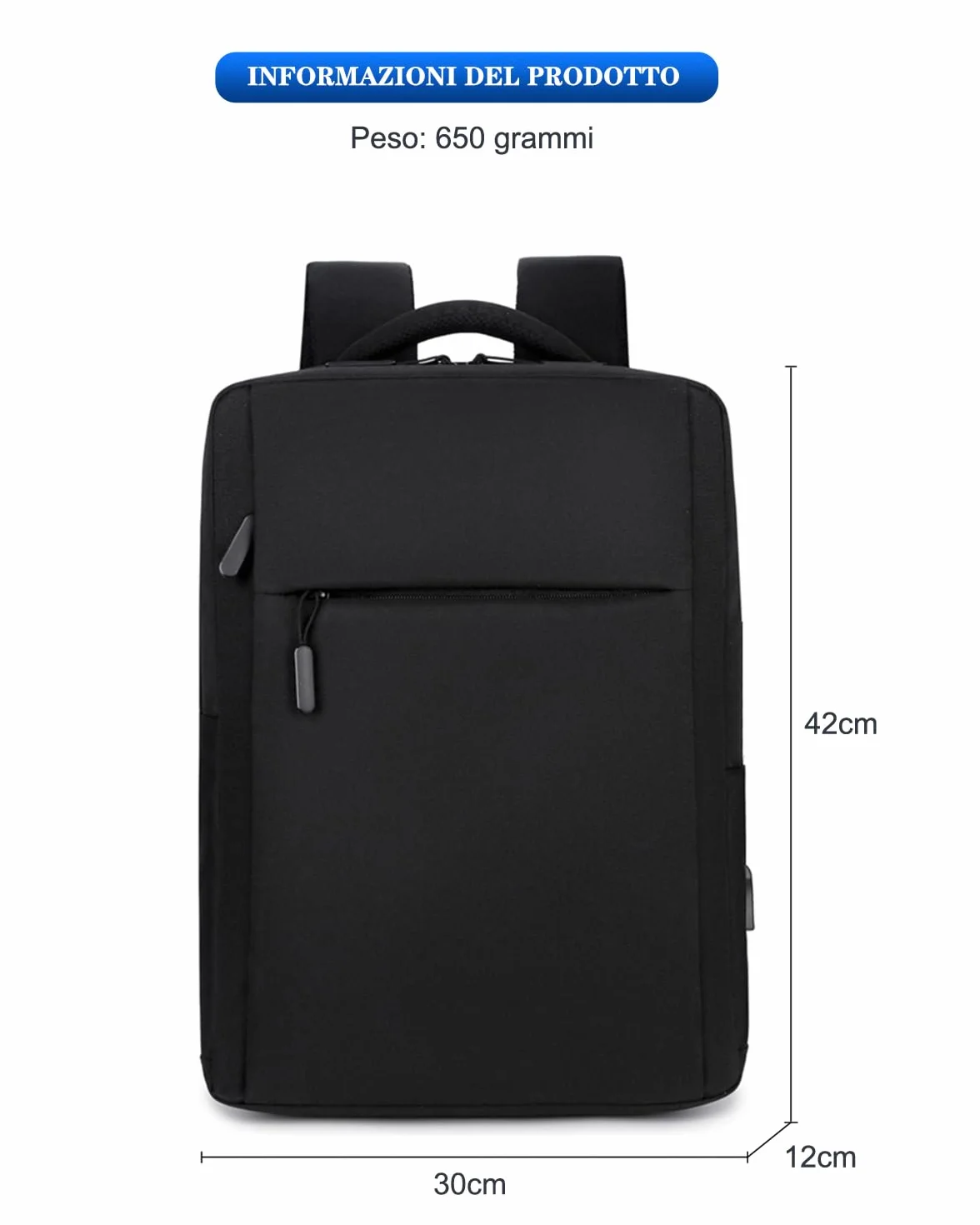 Zaino Porta PC Borsa per PC Portatile Custodia Computer Notebook Laptop con Attacco USB Scuola Lavoro Viaggio