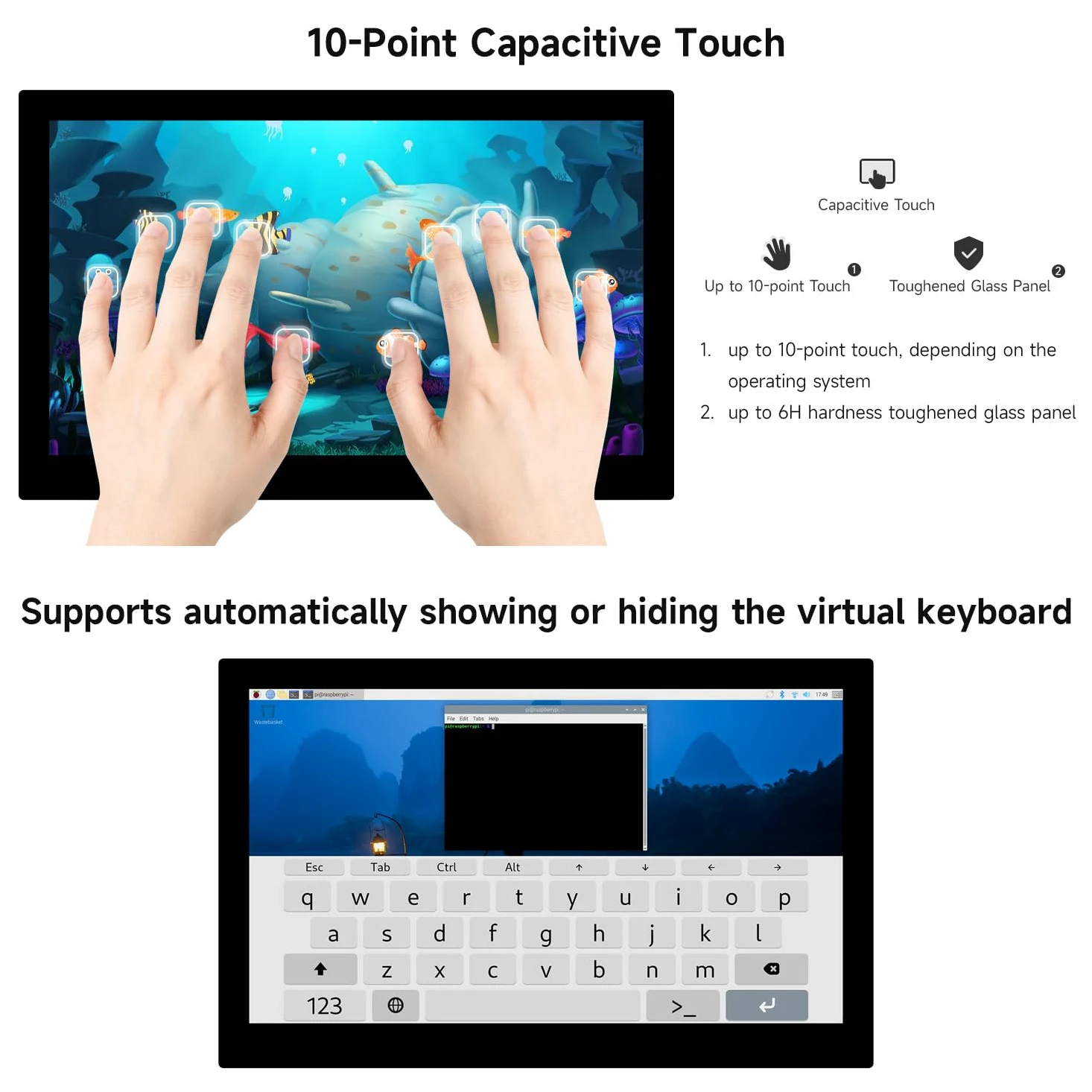 Waveshare 13.3inch High Resolution DSI Capacitive Touch Display for Raspberry Pi 5 / 4B / CM4 IO Board, 1920x1080, IPS, Toughened Glass Panel, DSI Interface, 10-Point Touch, Full Metal Back Panel