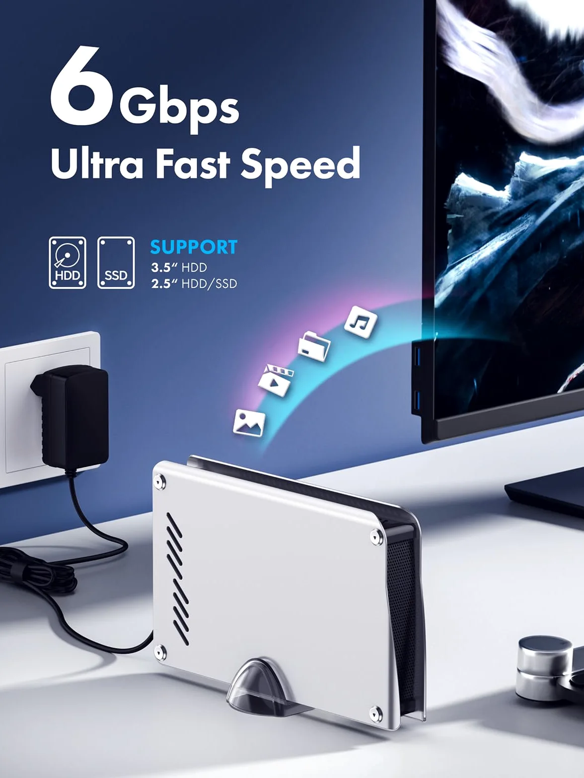 GRAUGEAR Disco rigido da 6 TB in alluminio per PS5, Slim, Pro 3,5 pollici HDD, formattato per PS5/PS4, ideale per giochi e spazio di archiviazione
