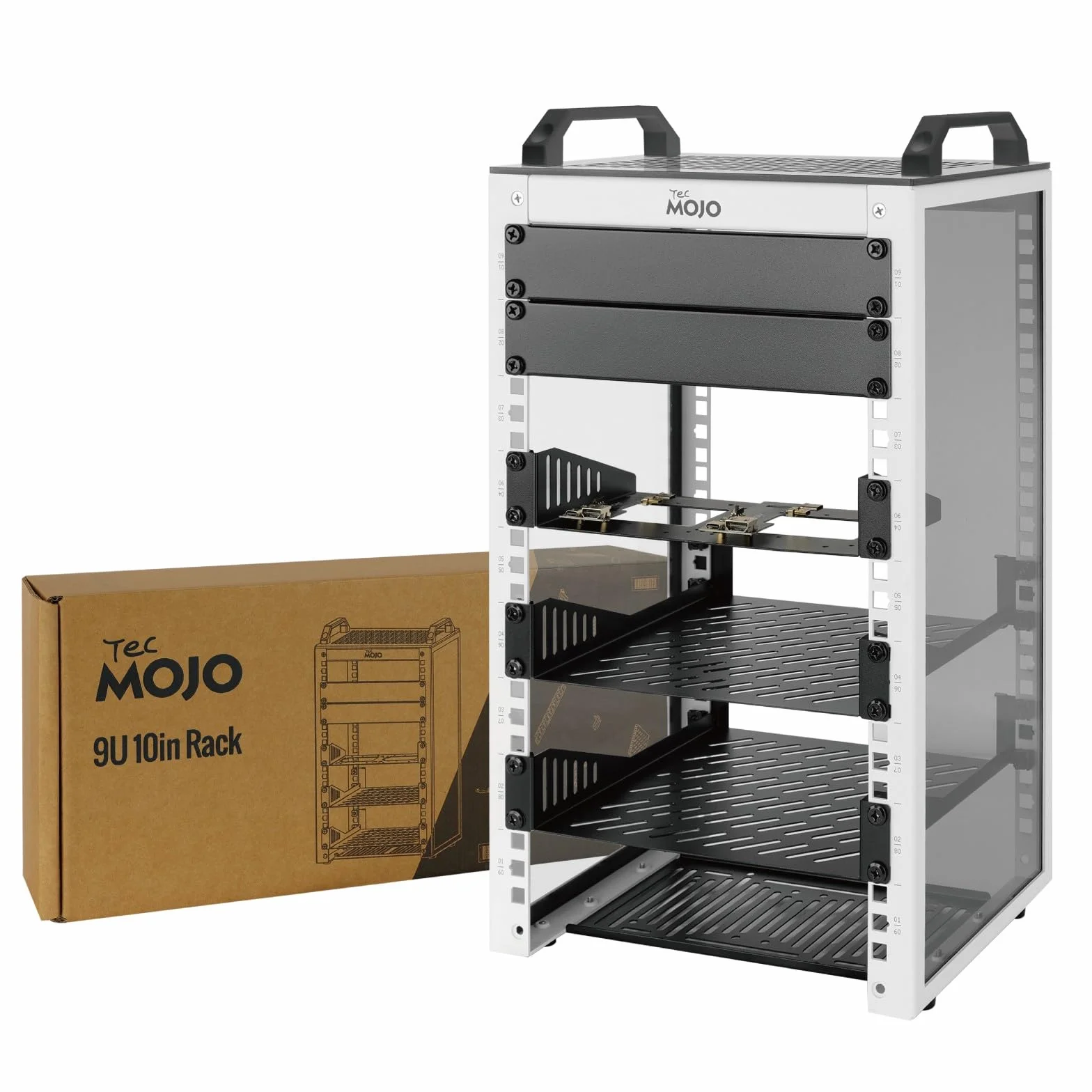Tecmojo Mini Rack da Tavolo 9U 10 Pollici Profondità 200mm Armadio di Rete Bianco